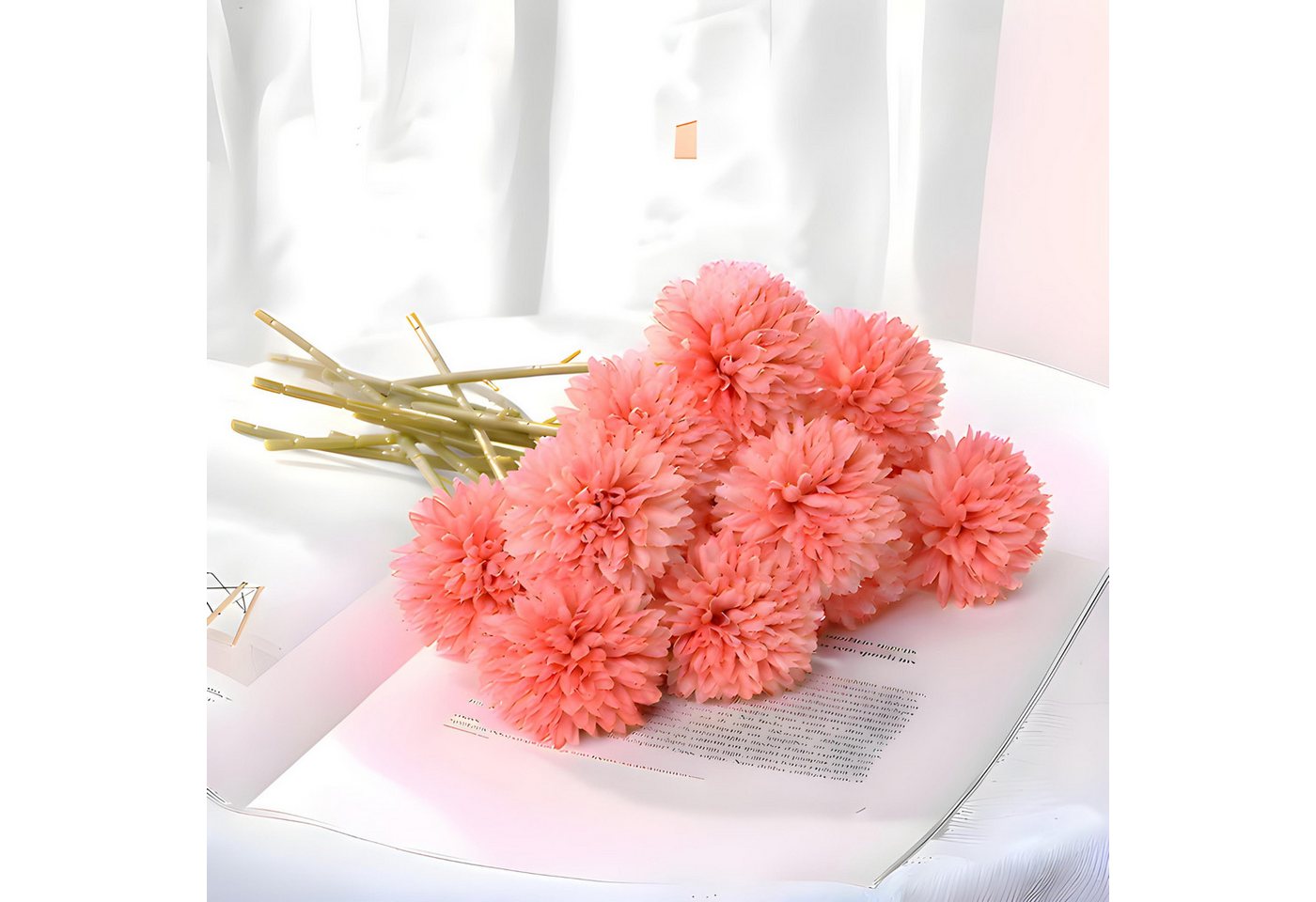 Kunstblumenstrauß Blumenstrauß, Kunstrosen, Hortensien, Kunstblumen Bündel Hortensien, HS.SUPPLY, Hortensienstrauß täuschend echt, Blumenbündel, Höhe 29cm