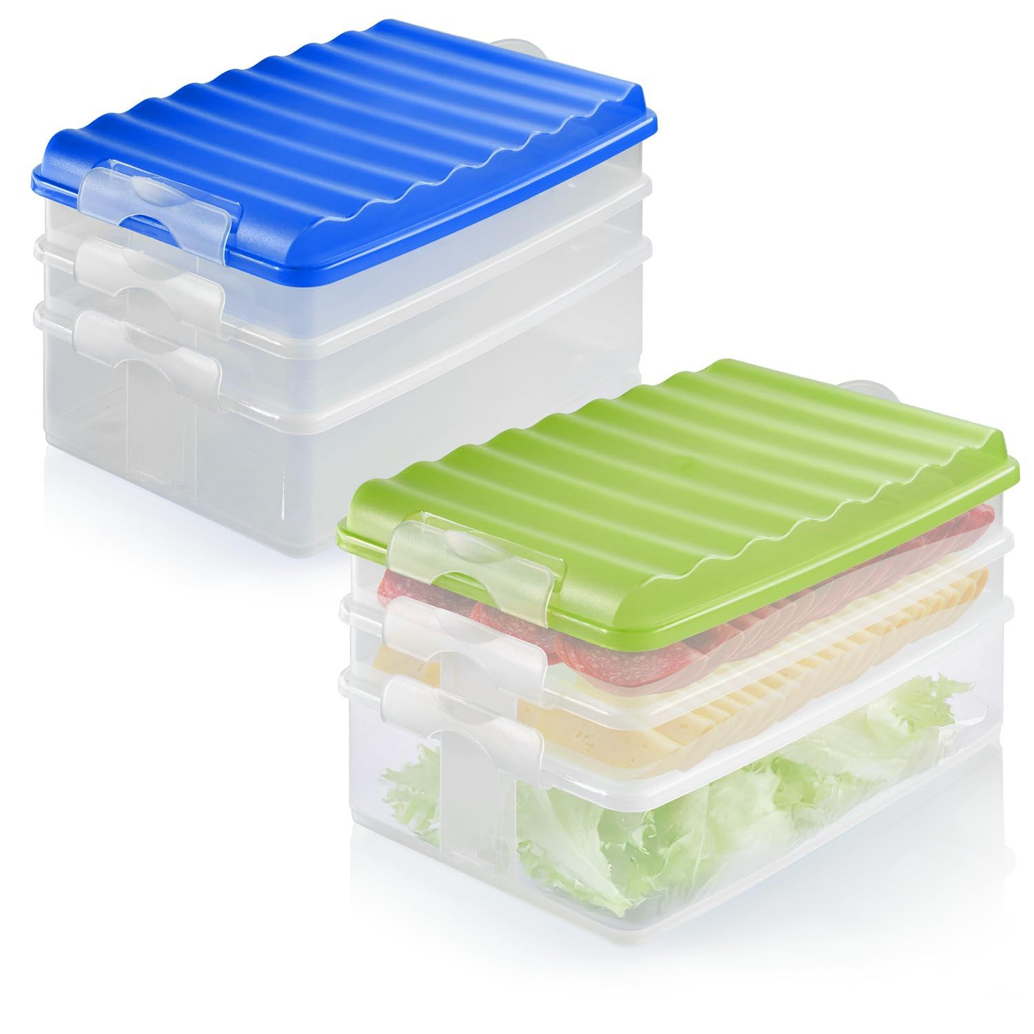 com-four Frischhaltedose Lunch-Box mit mehreren Fächern - Aufschnittbox stapelbar, (8-tlg)
