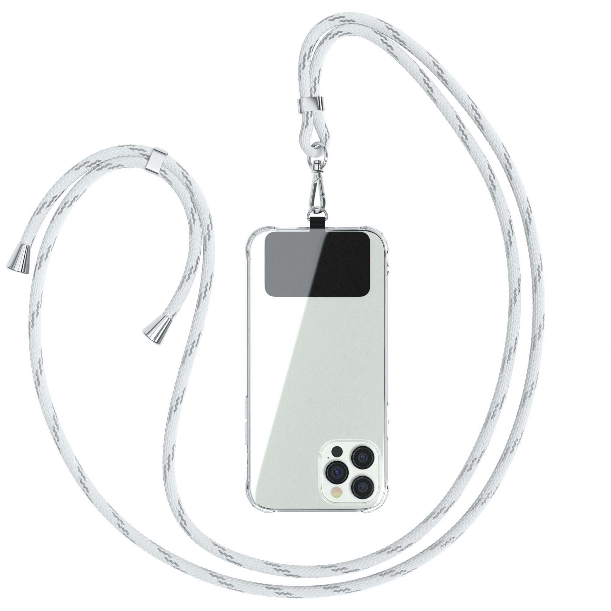 EAZY CASE Handykette Universal für jedes Smartphone zum Umhängen, Universale Handykette zum Umhängen für alle Case Modelle geeignet Weiß