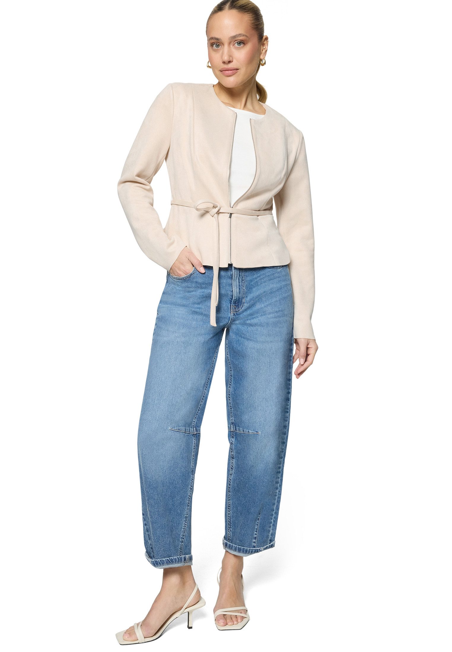 Zero Jackenblazer Damen in Lederoptik Gürtel