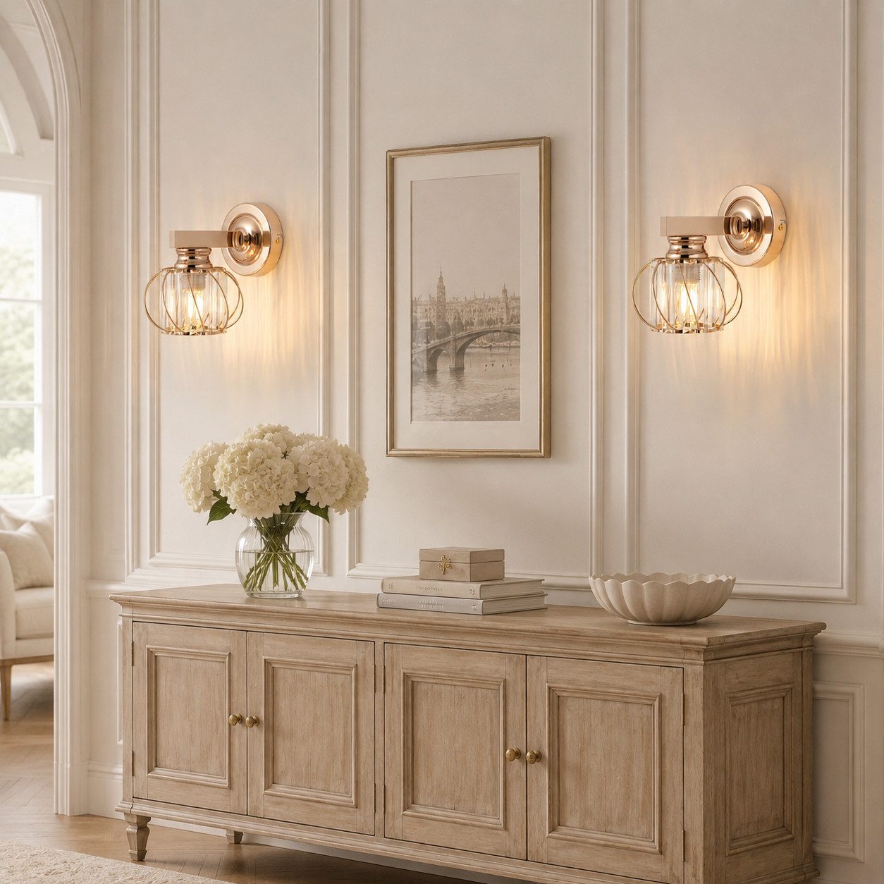 BlingBin Wandleuchte Goldene Kristall Innen,E27 Wohnzimmer Wandlampe Moderne, Gold Metall, ohne Leuchtmittel, Kristallwandleuchte für Wohnzimmer Korridor Esszim – Bild 4 von 5