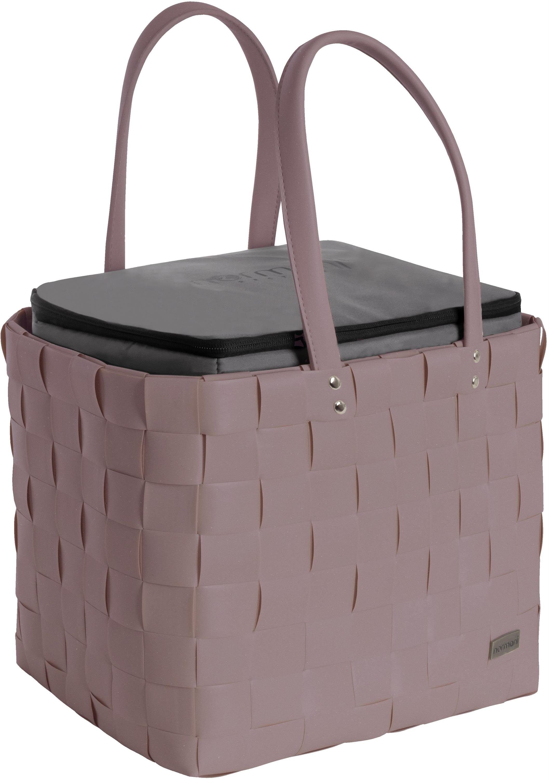 normani Einkaufskorb Flechtkorb mit großer Kühltasche, 20 l, Picknicktasche mit großer Kühlbox