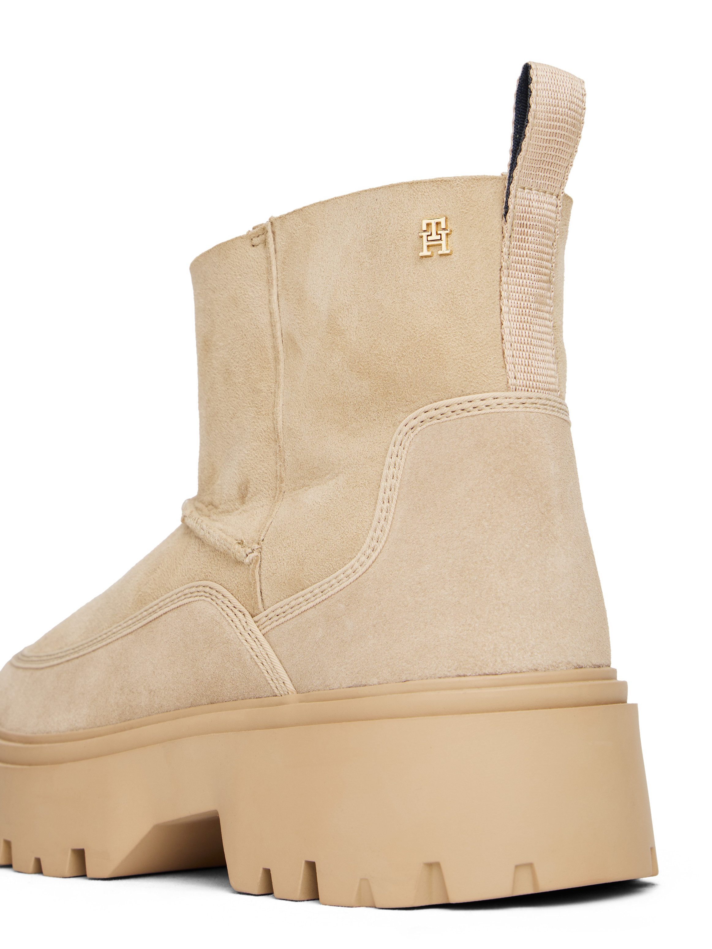 Tommy Hilfiger REAL SHEARLING PULLON SNOWBOOT Winterboots Plateau, Schlupfboots mit abgesteppter Ziernaht