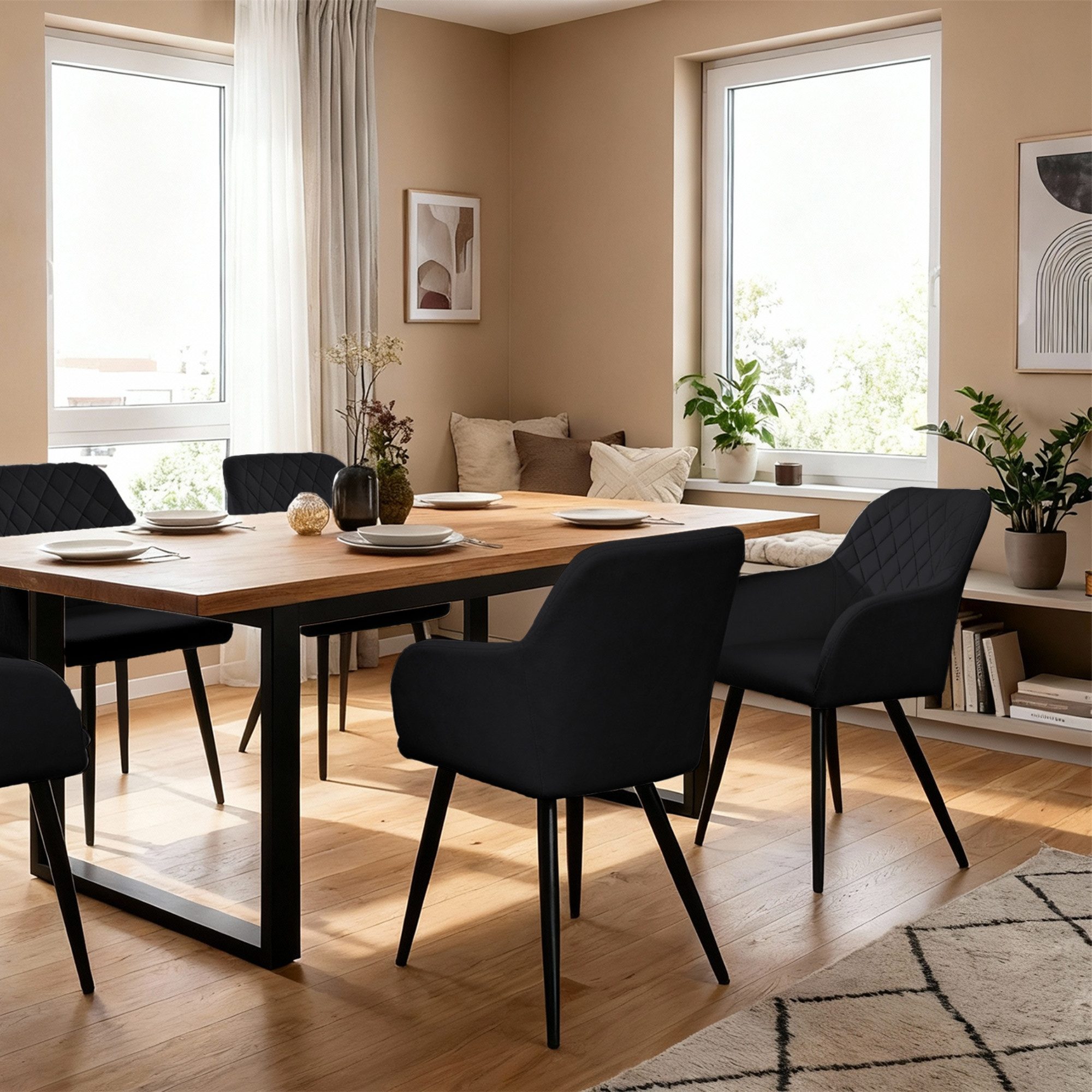 Albatros International Esszimmerstuhl Esszimmer Stühle 2 er Set SALO, Stuhl Stühle Esszimmerstühle, Küche (2er Set, Schwarz, Samt Bezug), Küchenstuhl Küchenstühle Essstühle für den Esstisch Ess Stühle