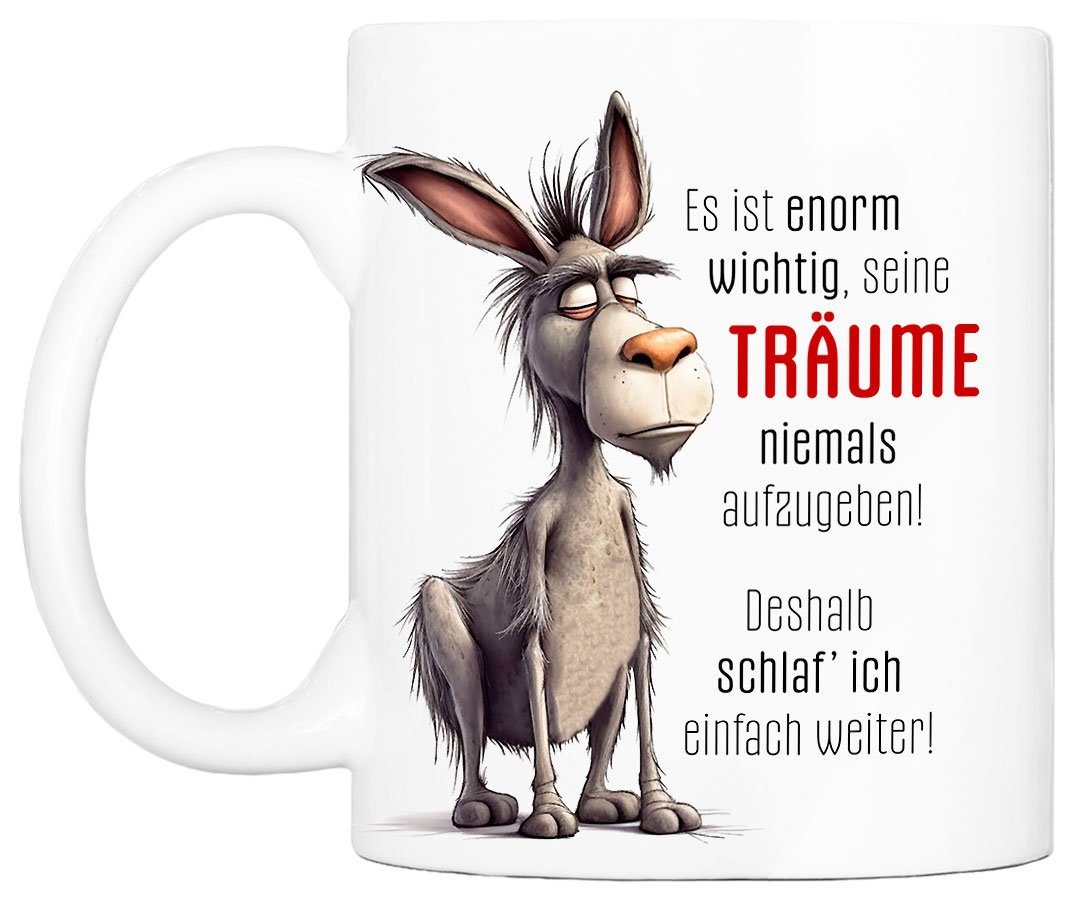 Tasse, Cadouri ml bedruckt, handgefertigt, Geschenk, Kaffeetasse 330 Tasse beidseitig mit Bürotasse, TRÄUME - Spruch Keramik, humorvolle