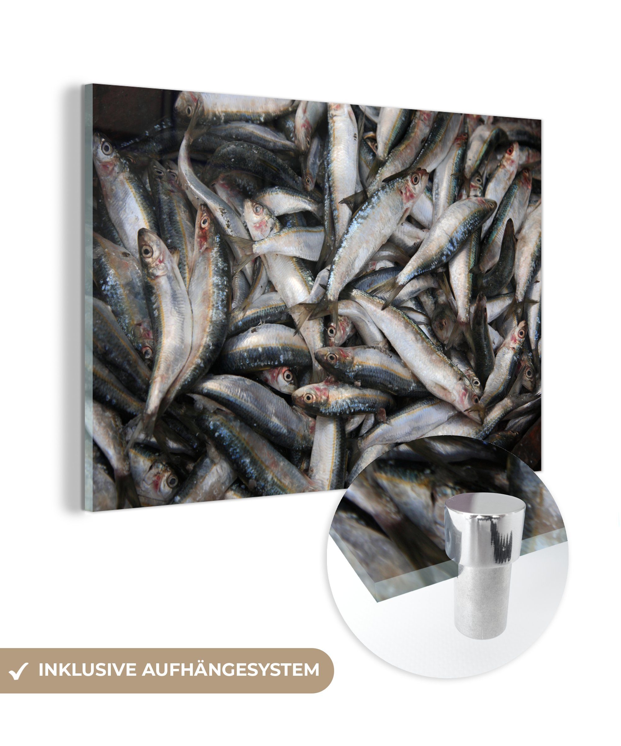 MuchoWow Acrylglasbild Stapel von Fisch im Libanon, (1 St), Acrylglasbilder Wohnzimmer & Schlafzimmer