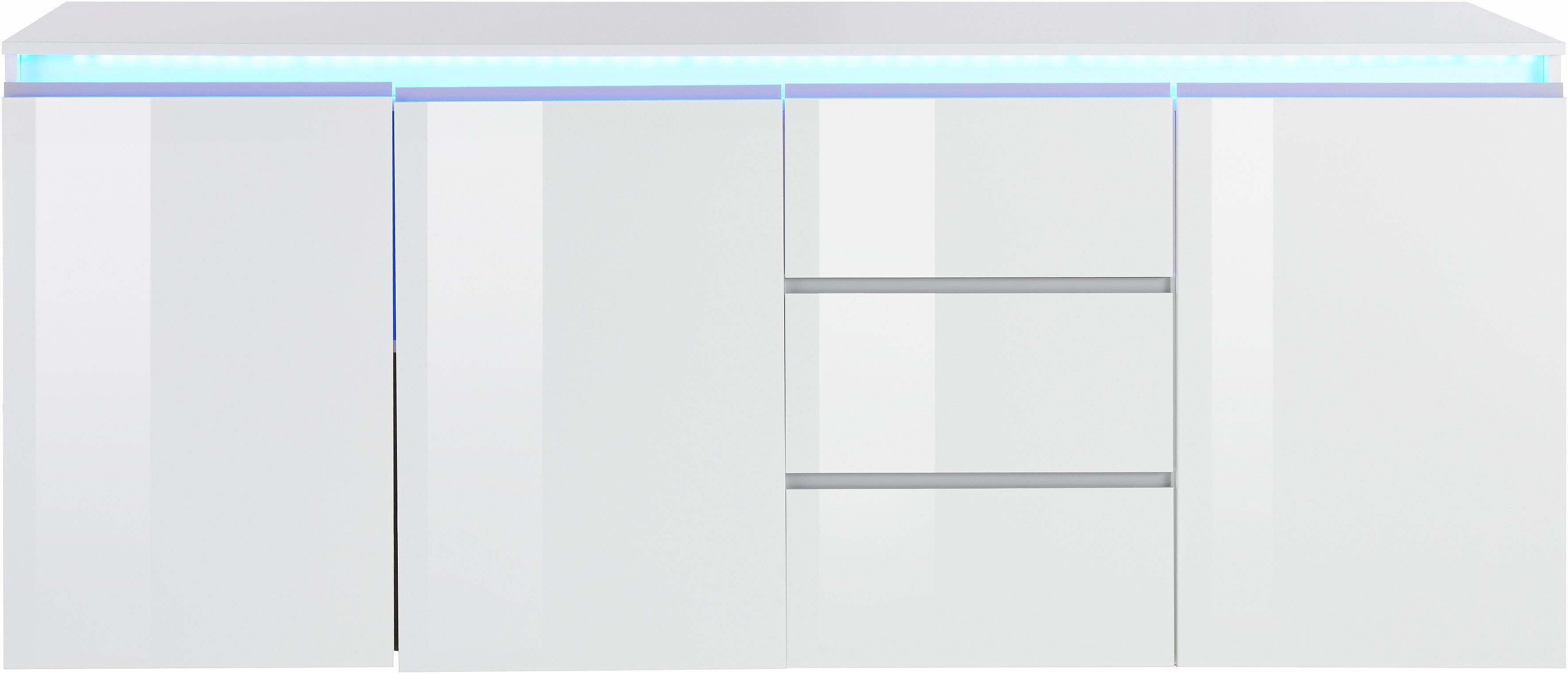 Home affaire Sideboard Magic, Kommode, Schrank, Stauraumschrank, mit 3 Türen und 3 Schubkästen Hochglanz lackiert (B/T/H) 200x40x81 cm