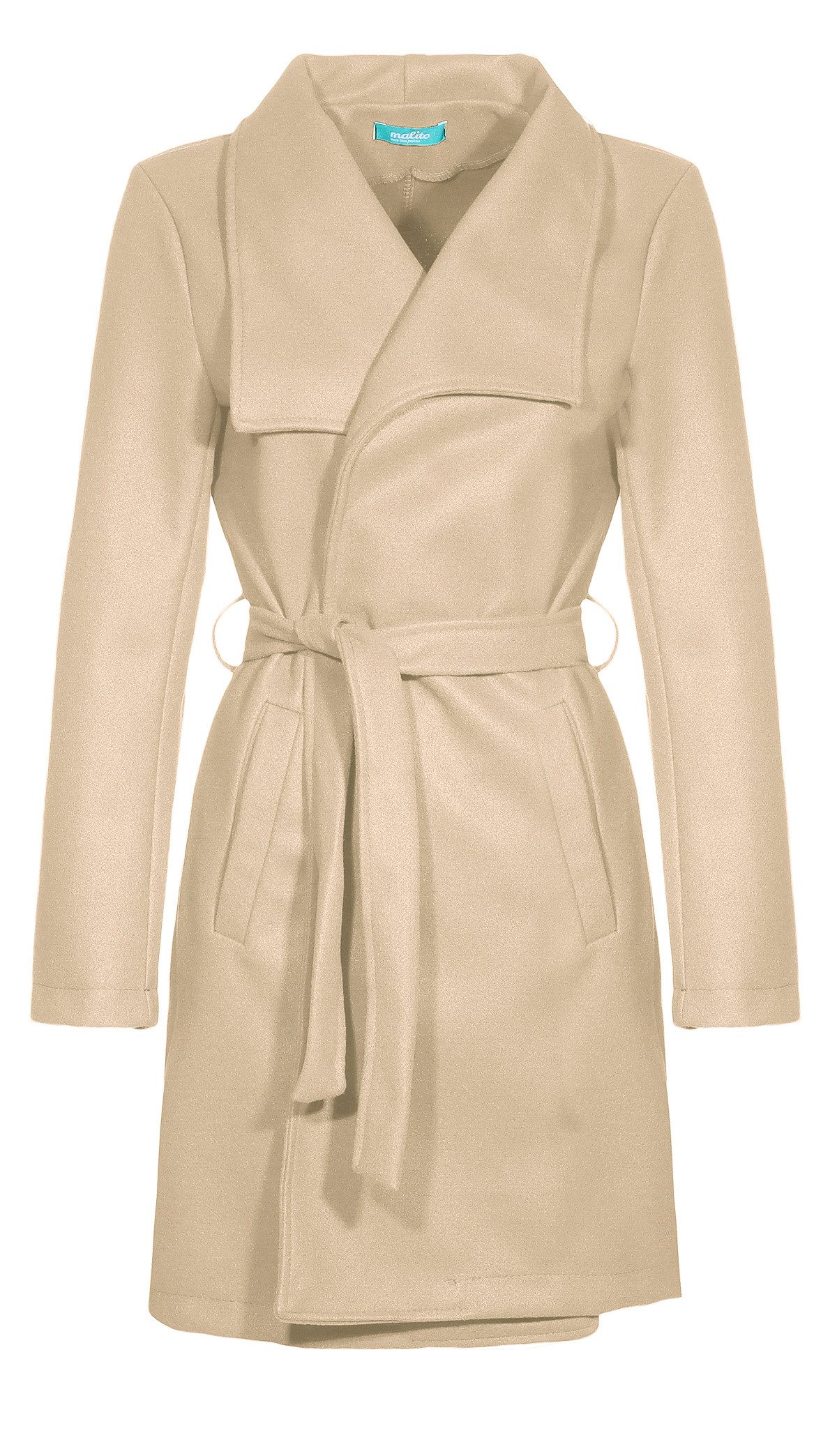 malito more than fashion Hüftgürtel malito Damen Trenchcoat, schicker Wintermantel, klassische Jacke