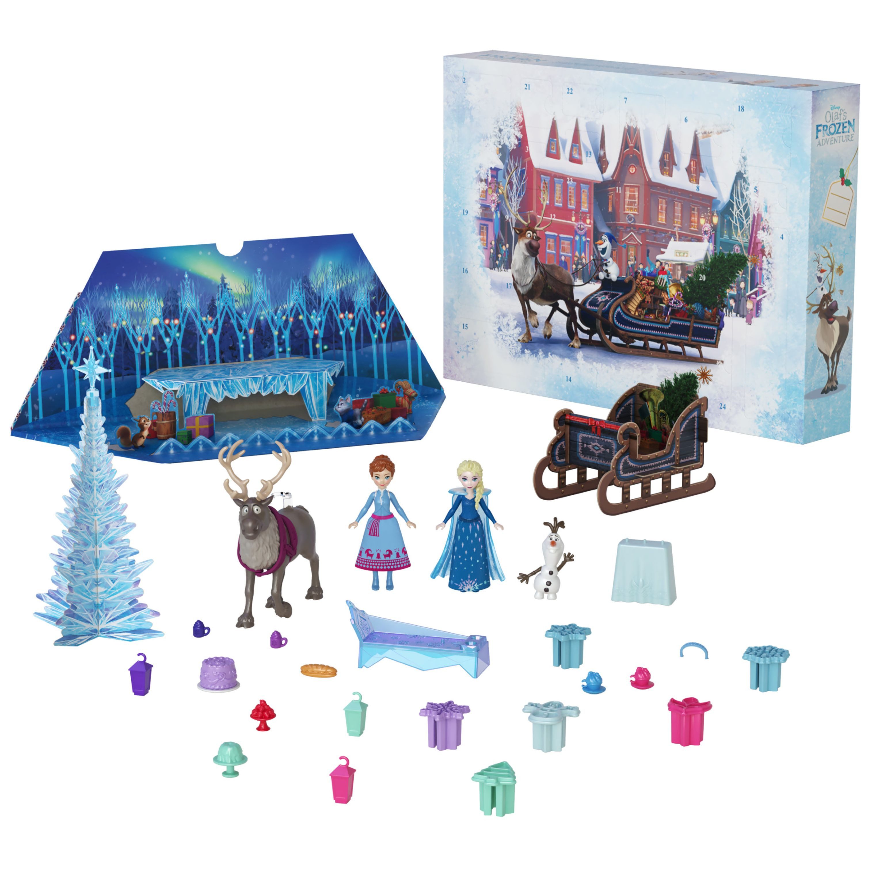 Festivalartikel Adventskalender Disney Frozen Adventskalender – 24 Mini-Puppen Anna Elsa Olaf Sven (1-tlg)