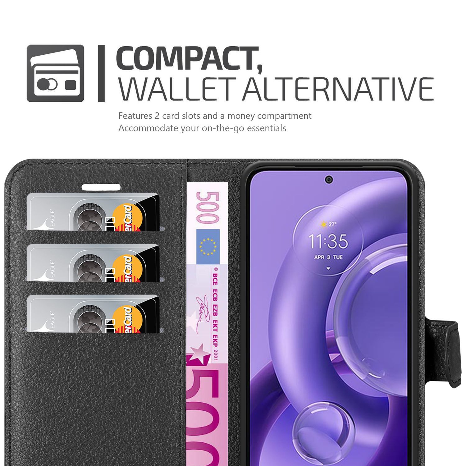 Cadorabo Handyhülle für Motorola EDGE 30 NEO Hülle Motorola EDGE 30 NEO, Hülle Schutzhülle mit Standfunktion, Kartenfach und Magnetverschluss