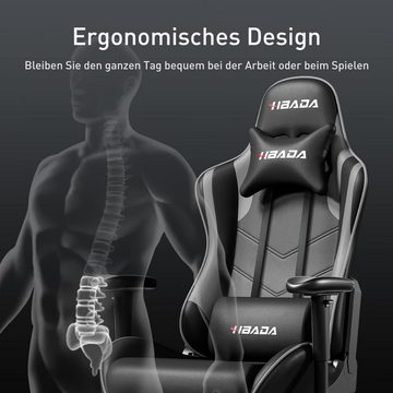 BASETBL Gaming-Stuhl (Feste Armlehne, Rückenschonend), Chefsessel Dreh, Büro,Ergonomisch Wippfunktion Atmungsaktiv bis 150KG