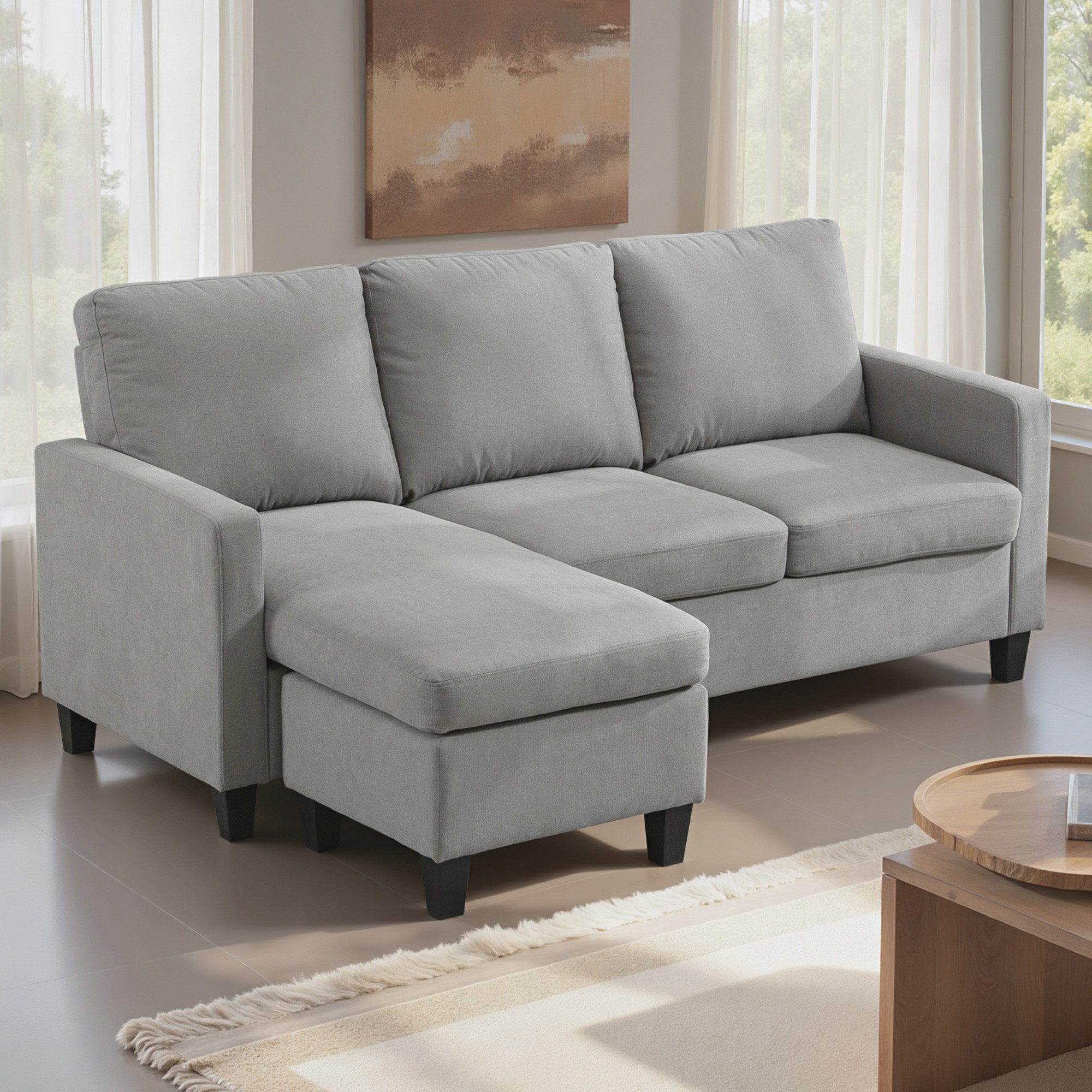 HOMCOM Ecksofa Ecksofa, Eckcouch in L-Form, Eckgarnitur, 3-Sitzer-Sofa 1 Te günstig online kaufen