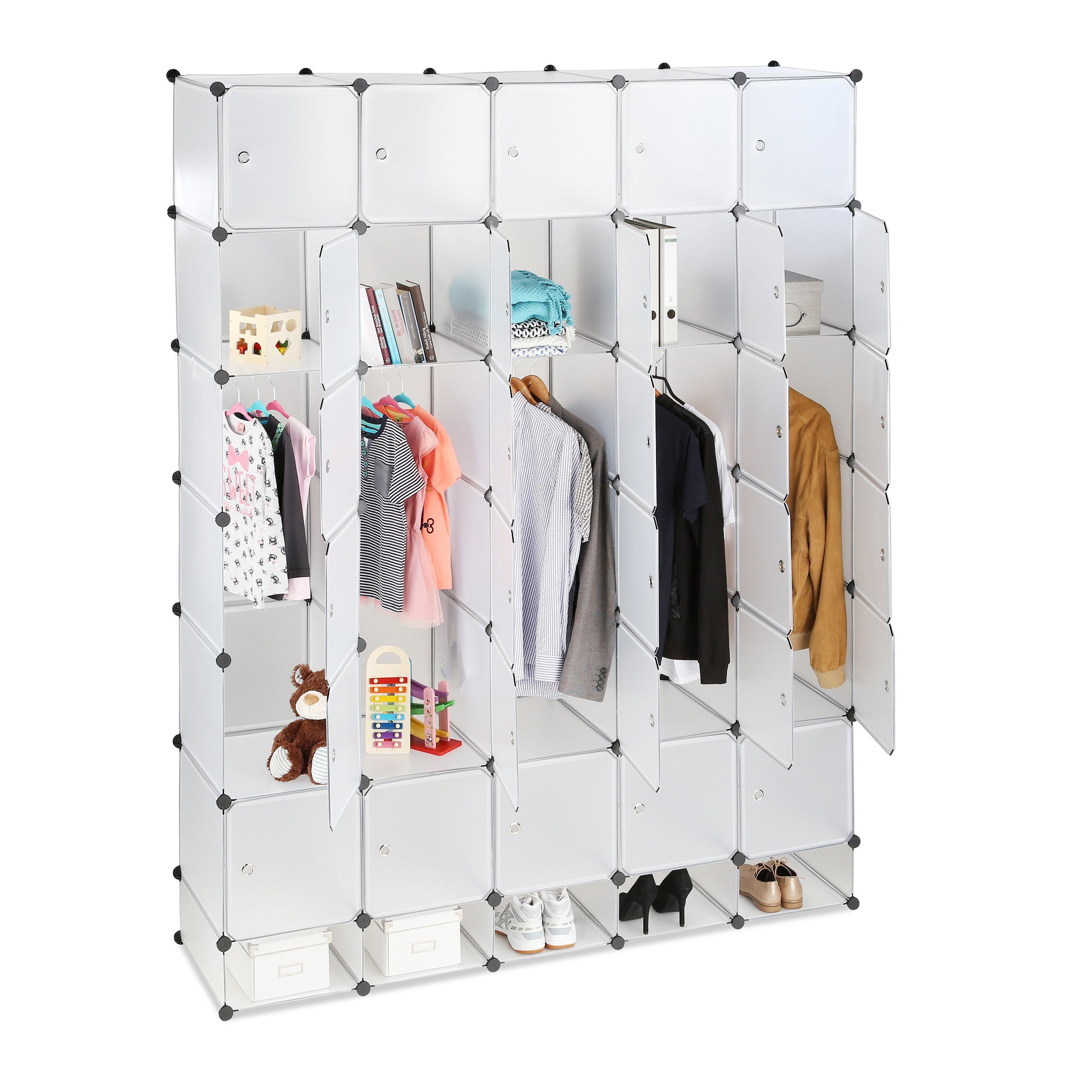 Kleiderschrank Transparent relaxdays transparent | Transparent Stecksystem Schwarz Silber XXL Kleiderschrank
