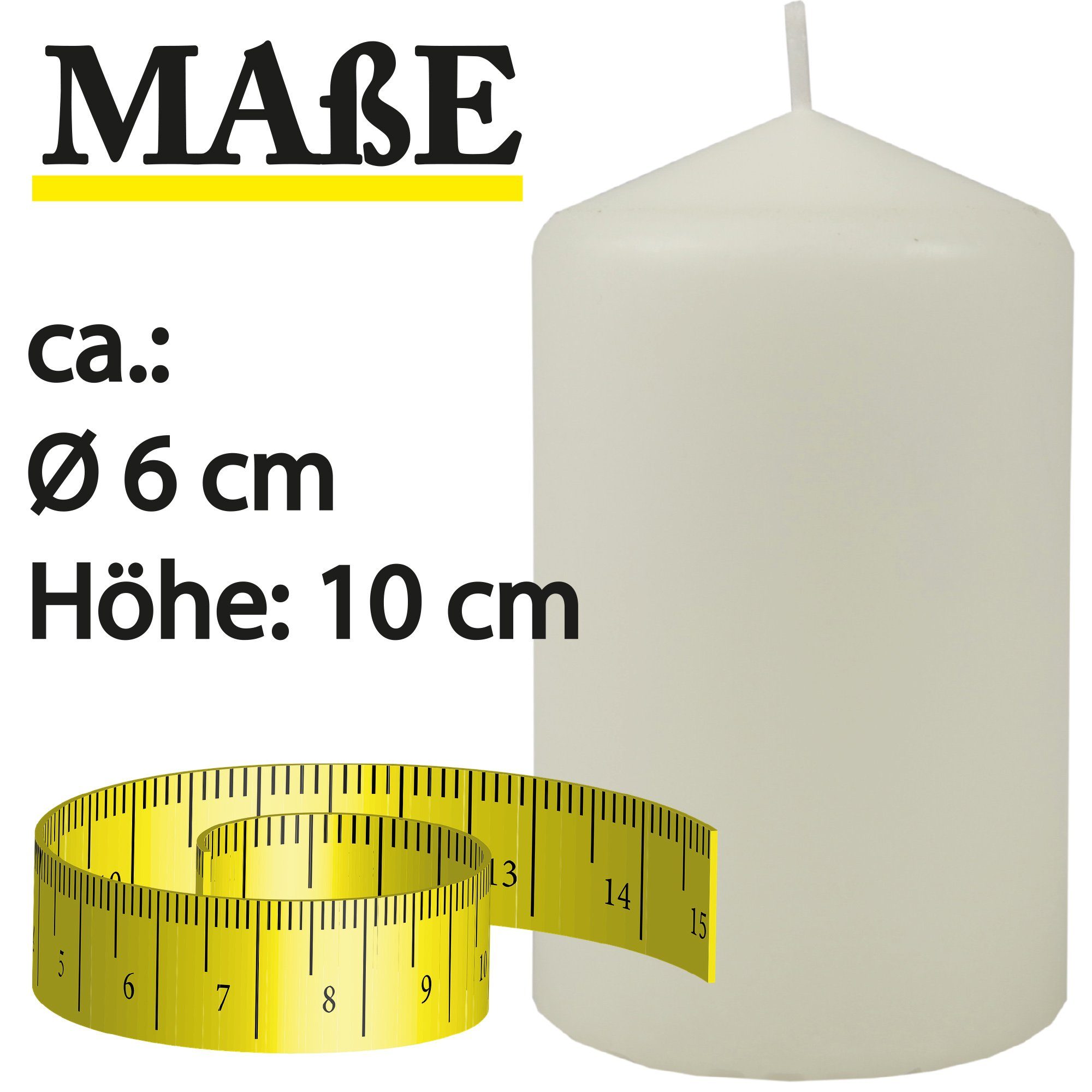 HS Candle Stumpenkerze Blockkerze (3-tlg), Farben Elfenbein vielen 13,5cm Kerze x in - Ø6cm Wachskerzen