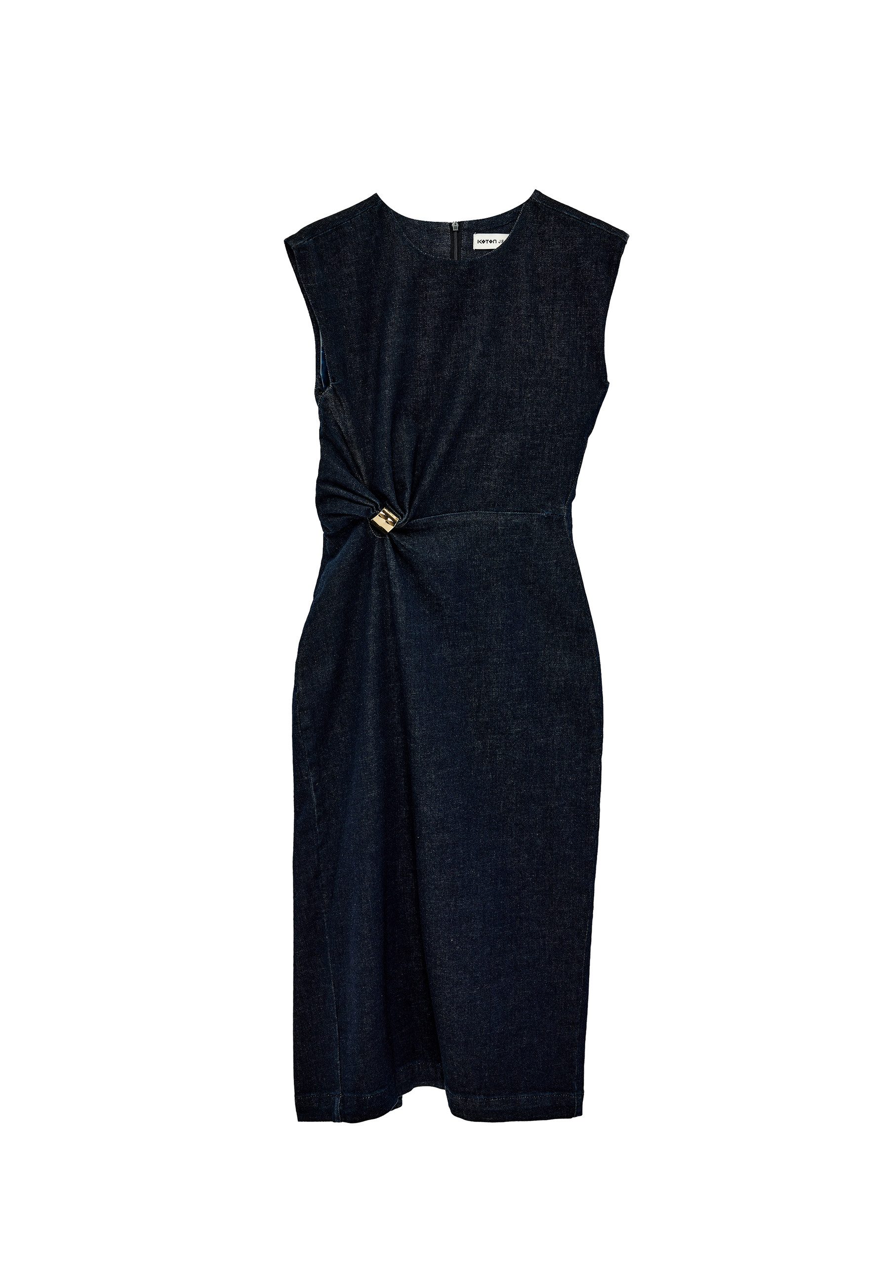 Koton Badekleid Mit Metall-Accessoires Rundhalsausschnitt Jeanskleid