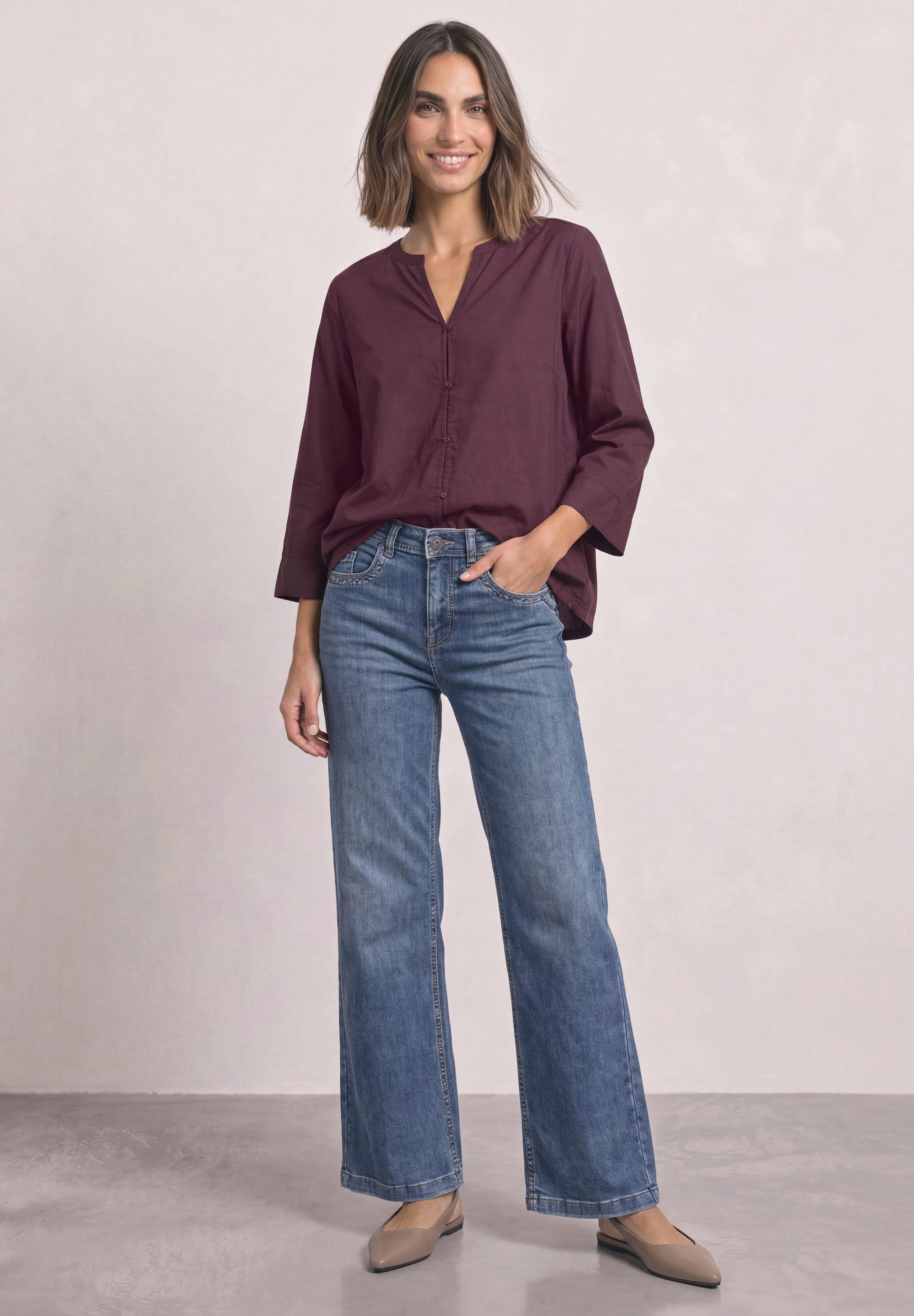 STREET ONE Schlupfbluse 3/4-Arm Sommerbluse mit Split Neck – Bild 4 von 5