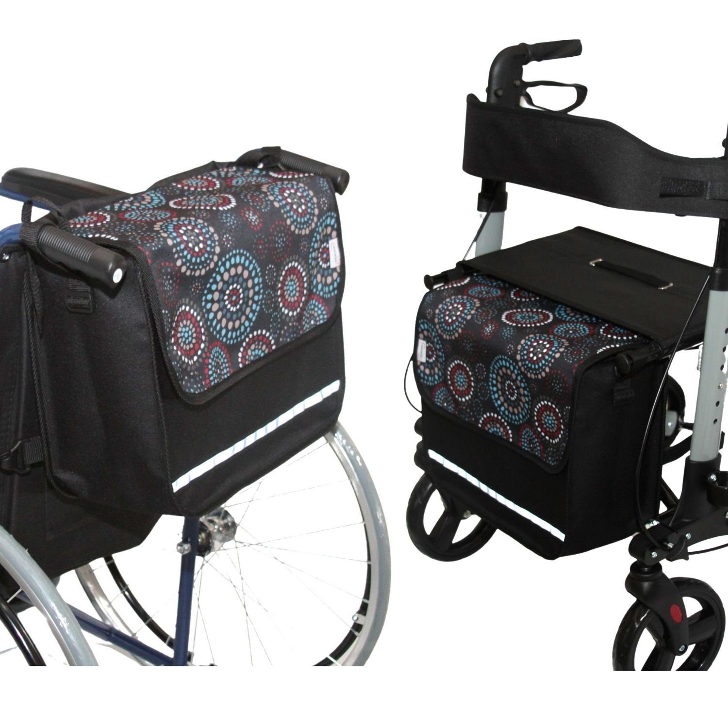 Seniori Gehstock SENIORI Rollator / Rollstuhl Tasche Rollatortasche Rollstuhltasche, 1. Kreise_Classic