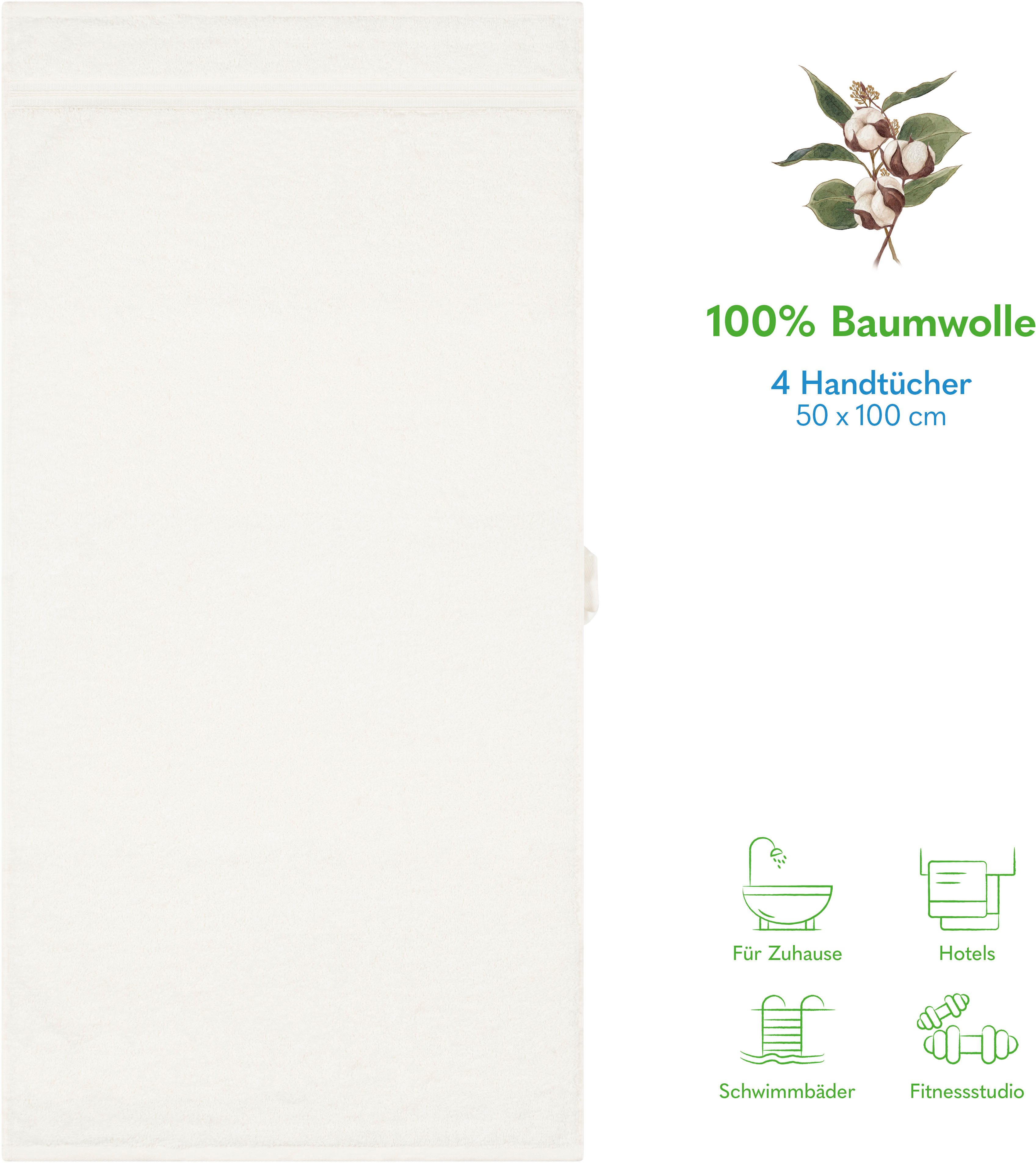 HAMMETEX Handtuch Set 4er Set Handtücher 50x100 cm, 100% Baumwolle, Weich & Saugstark, Frottier (Set, 4-St), mit Bordüre, einfarbig, weich – Bild 2 von 5