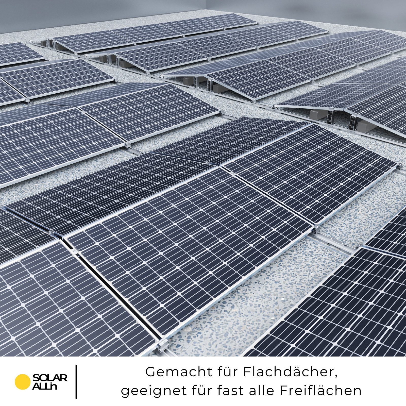 smartEC Solarmodul-Halterung Montagesystem für Flachdach 4 Solarmodule Neigung 10°, (Einfache Montage Aluminium rutschfest modular erweiterbar effektiv) – Bild 4 von 5