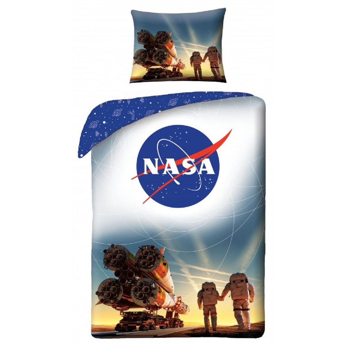 NASA Bettwäsche Set Baumwolle Bettdeckenbezug 140 × 200 cm mit 70 × 90 cm Kissenbezug, 2 teilig