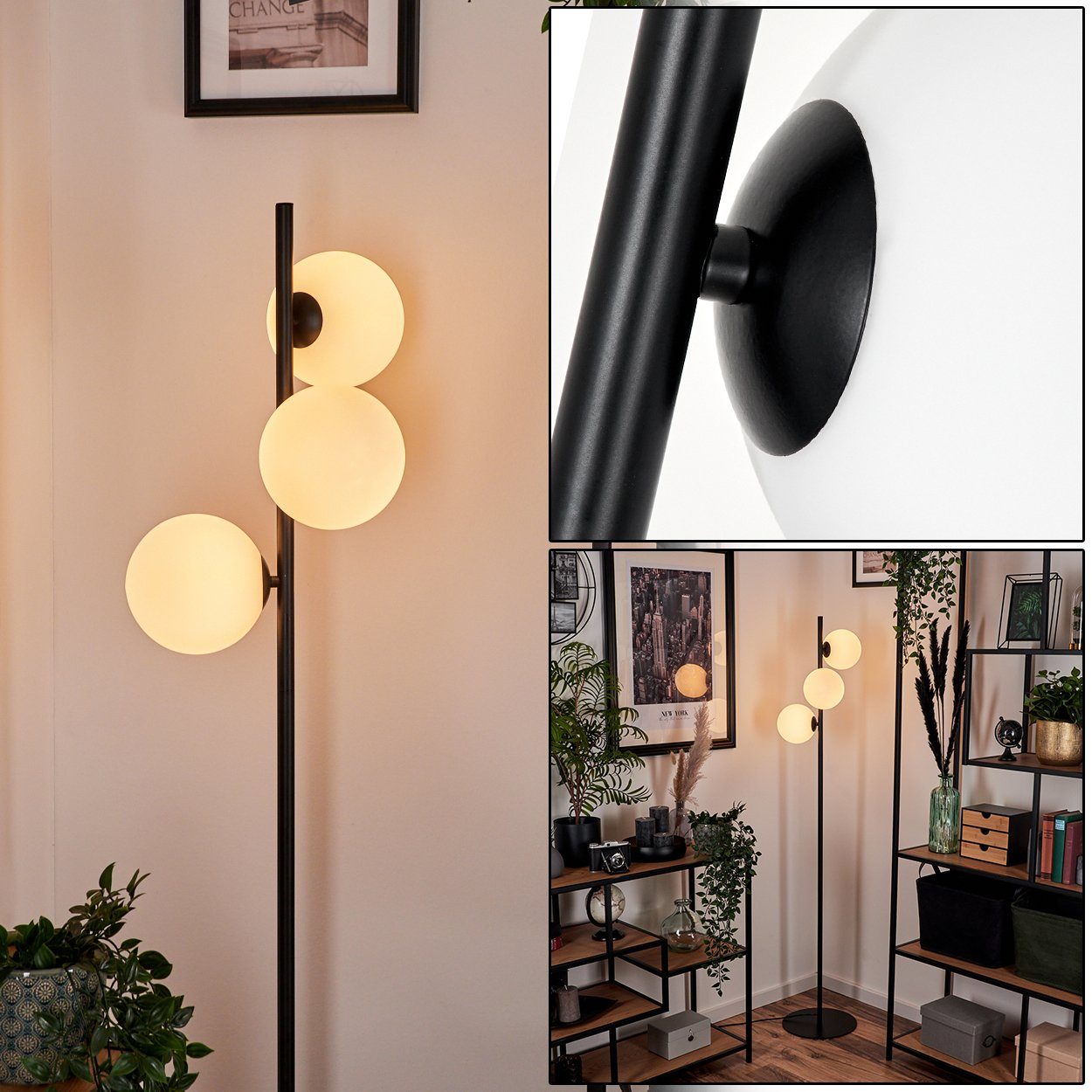hofstein Stehlampe Stehlampe aus Metall/Glas in günstig online kaufen