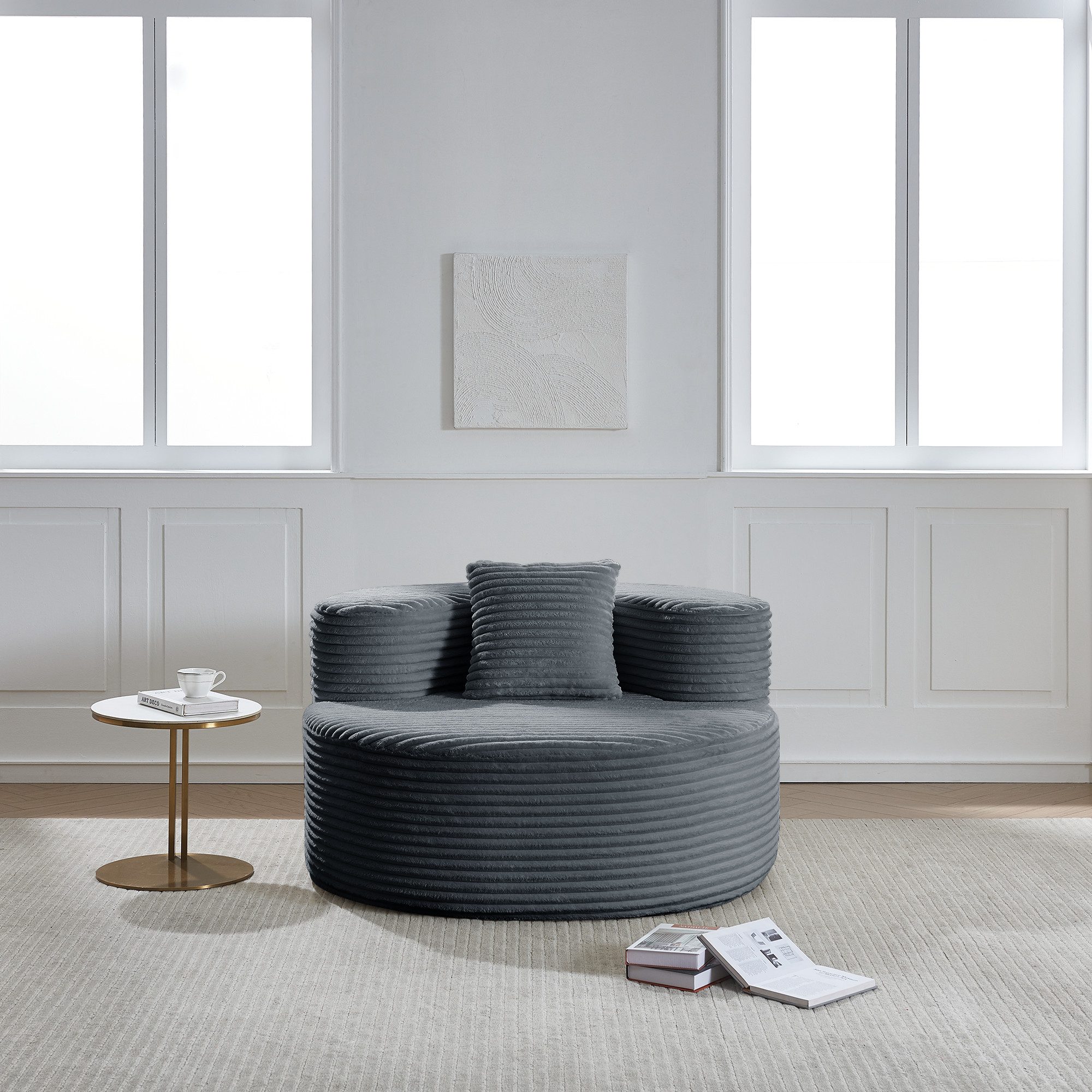 HAUSS SPOLE Sitzsack Loungesofa mit schneller Rückfederung,Schlafsofa Wohnzimmer,Dunkelgrau (Bean-Bag-Sessel Relaxsessel ohne Gestell für Wohnbereich), Multifunktionaler Loungesessel mit Kordbezug
