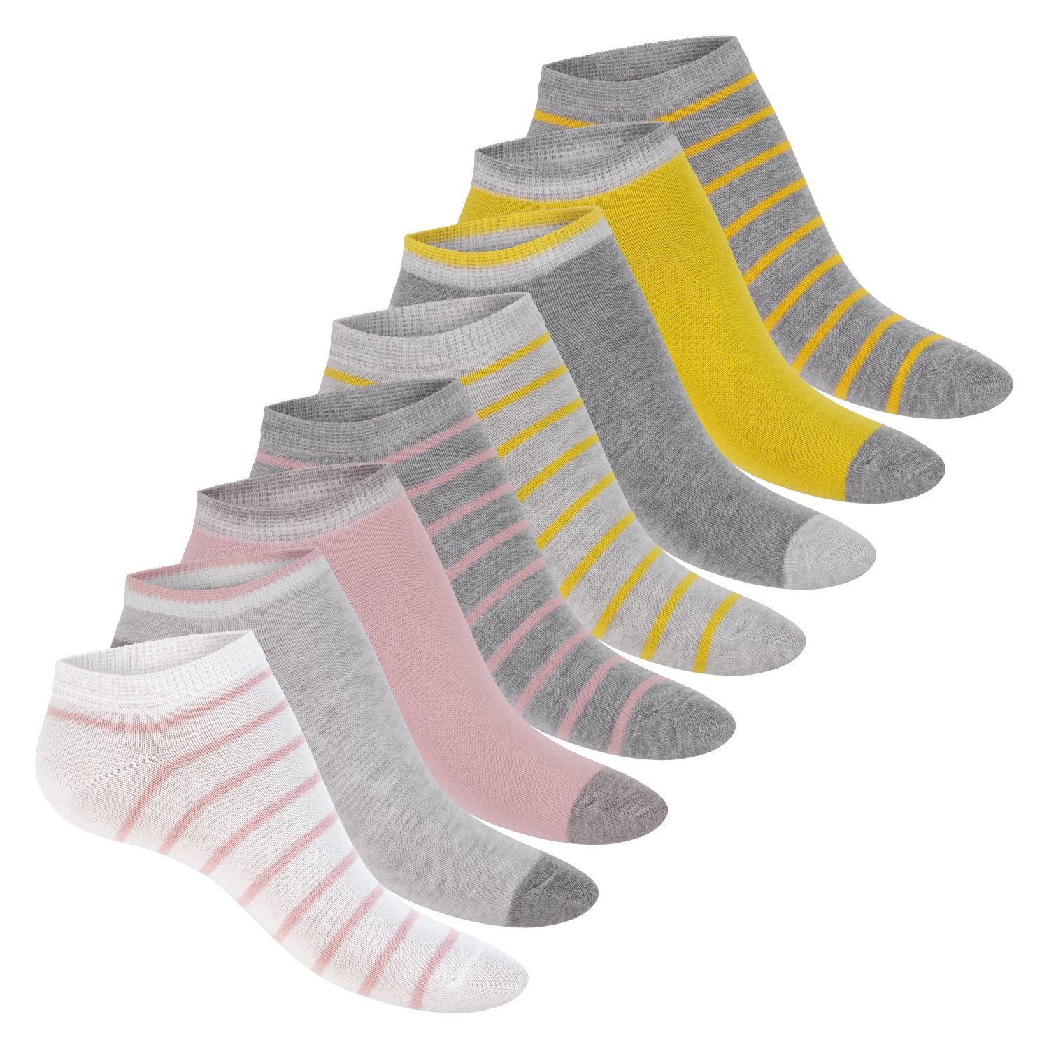 Footstar Sneakersocken süße Damen Sneaker Socken (8 Paar) Kurze Söckchen mit Muster Pastelltöne Mehrfarb-Pack