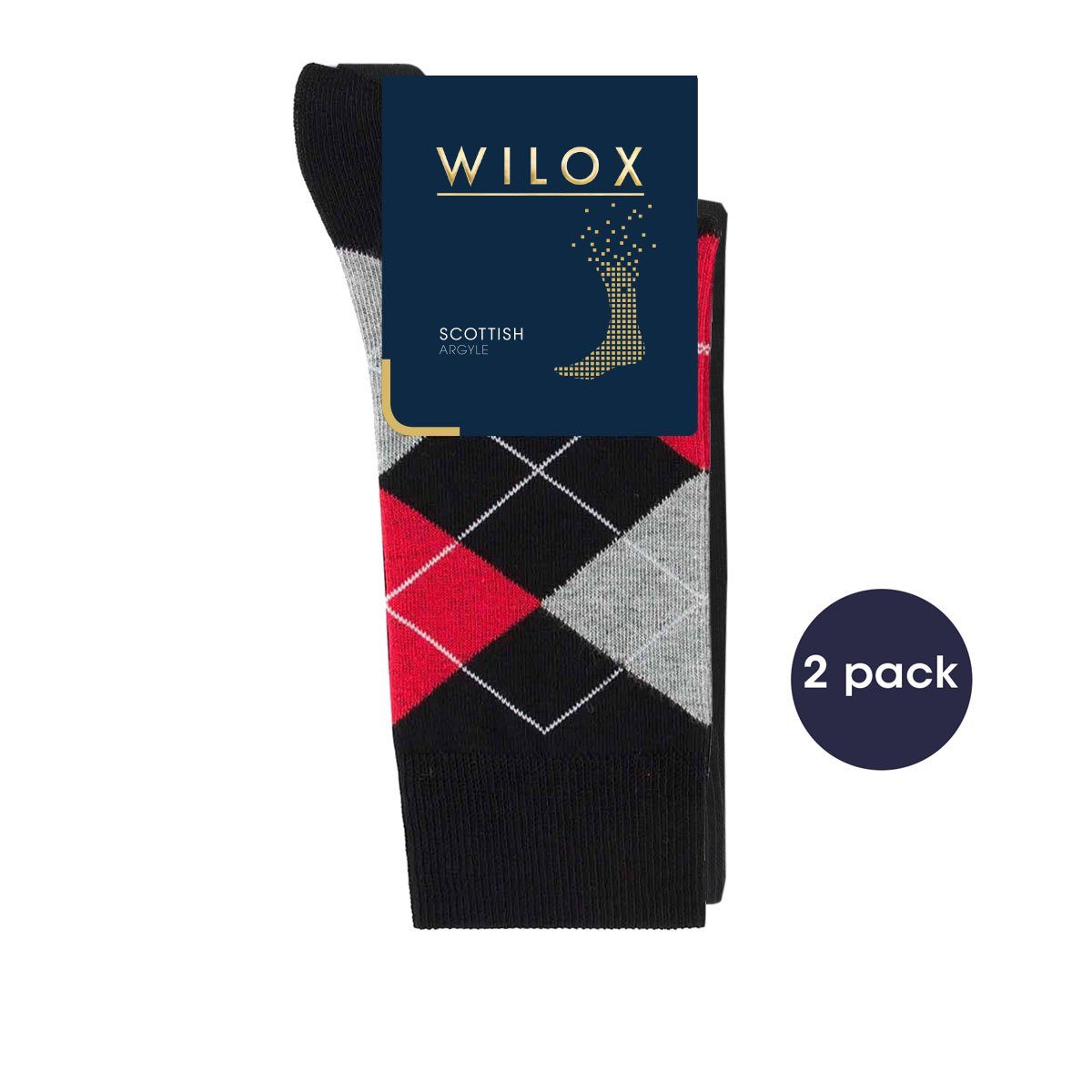 Wilox Businesssocken 2 Paar Businesssocken Anzugsocken Scottish Argyle mit Baumwolle Karo