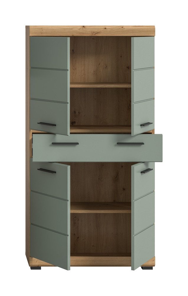 xonox.home Hochschrank Midischrank breit Scout, mit Schubkasten, Salbei / Artisan Eiche (1-St) Badmöbel, Badkombination