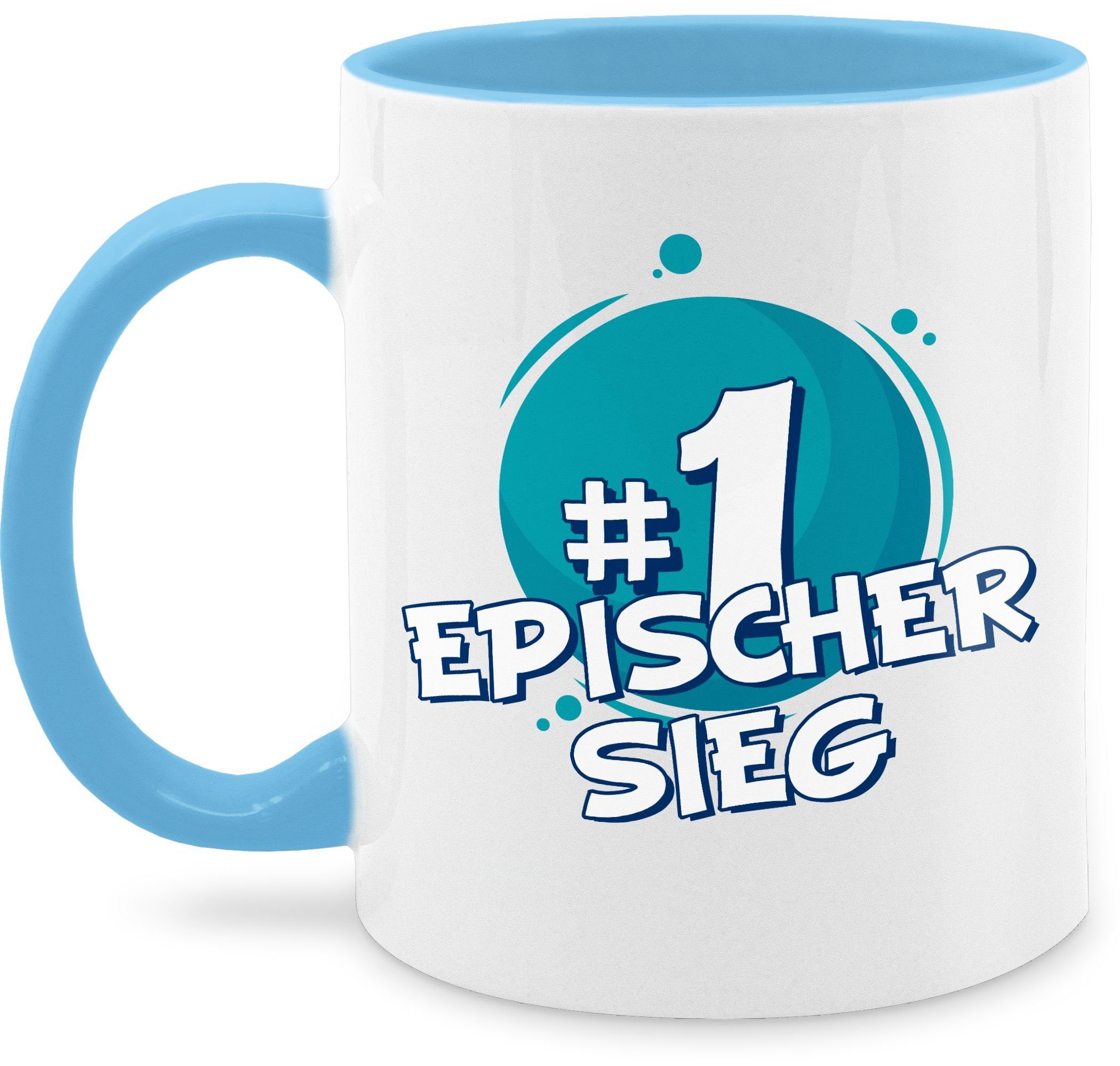 Shirtracer Tasse #1 Epischer Sieg, Keramik, Statement Sprüche 1 Hellblau