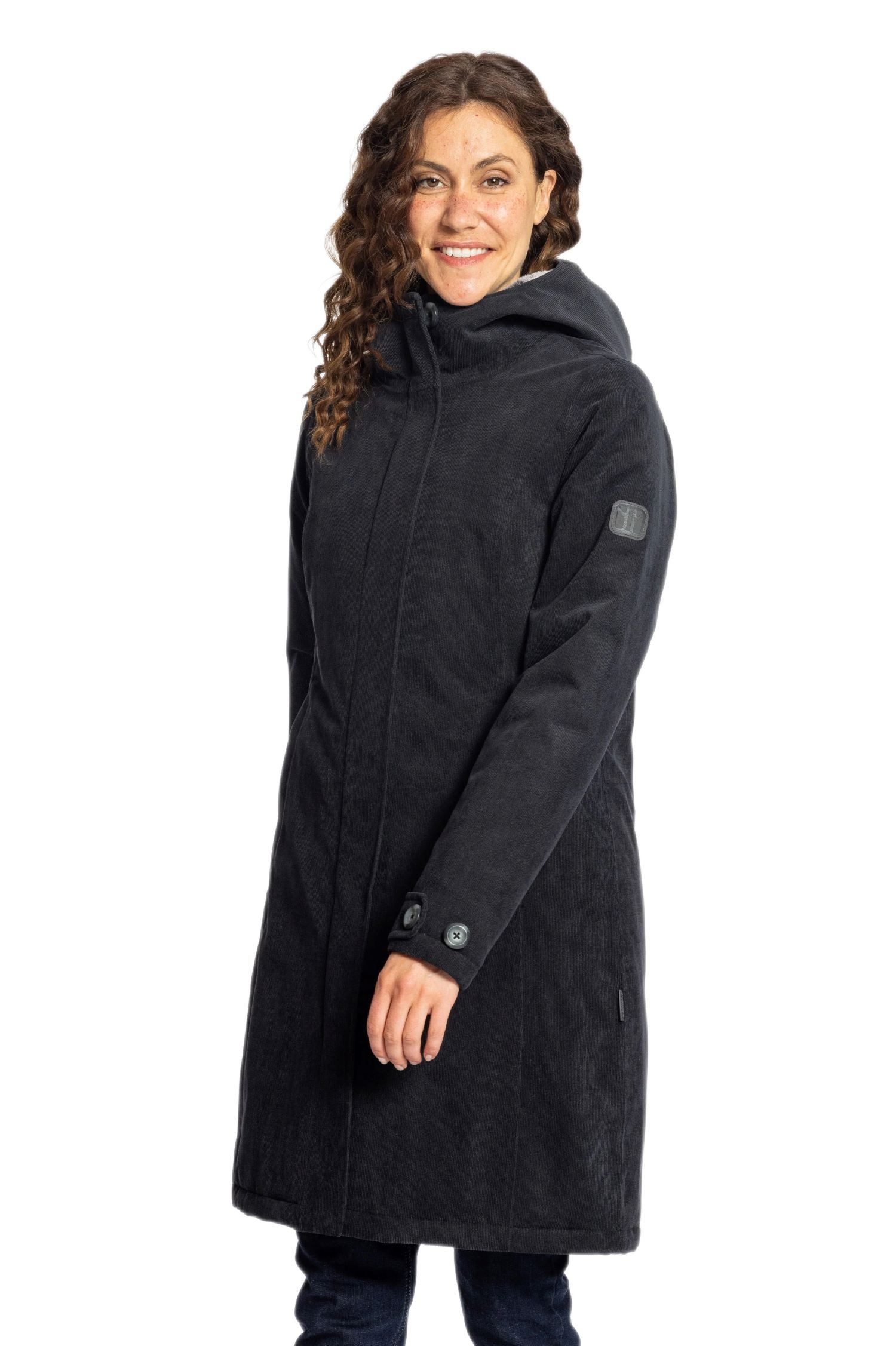 Elkline Wintermantel Glasgow Cord (winddicht, wasserdicht, warm) schwarz Damen