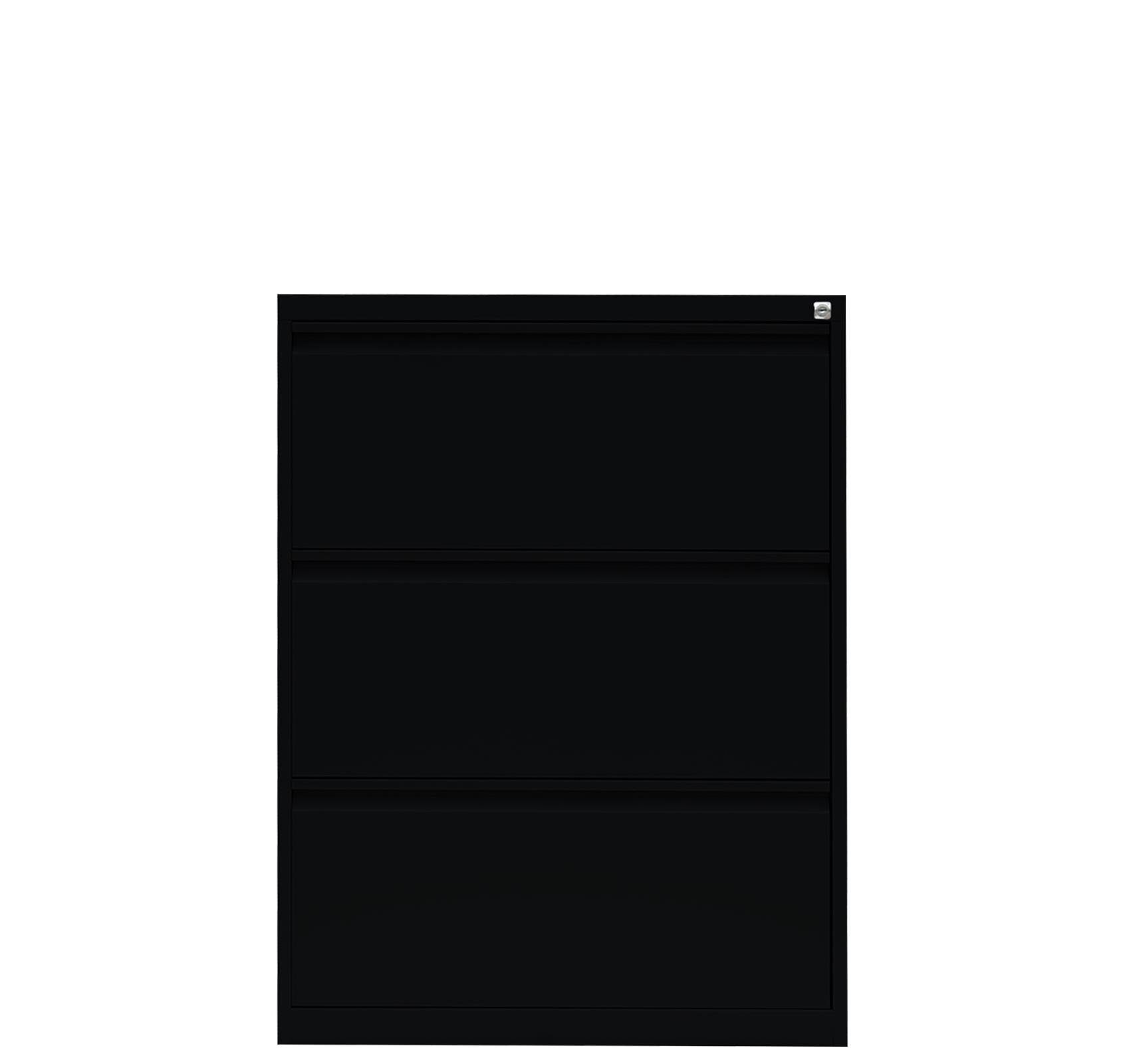 x Steelboxx Schubladen keine Tiefschwarz 3 montiert Lüllmann® erforderlich - Korpus: Tiefschwarz/ Montage Türen: Schwarz Hängeregistraturschrank, 9005 | 9005 1012 und verschweißt (1-St) zweibahnig, Hängeregisterschrank RAL Komplett