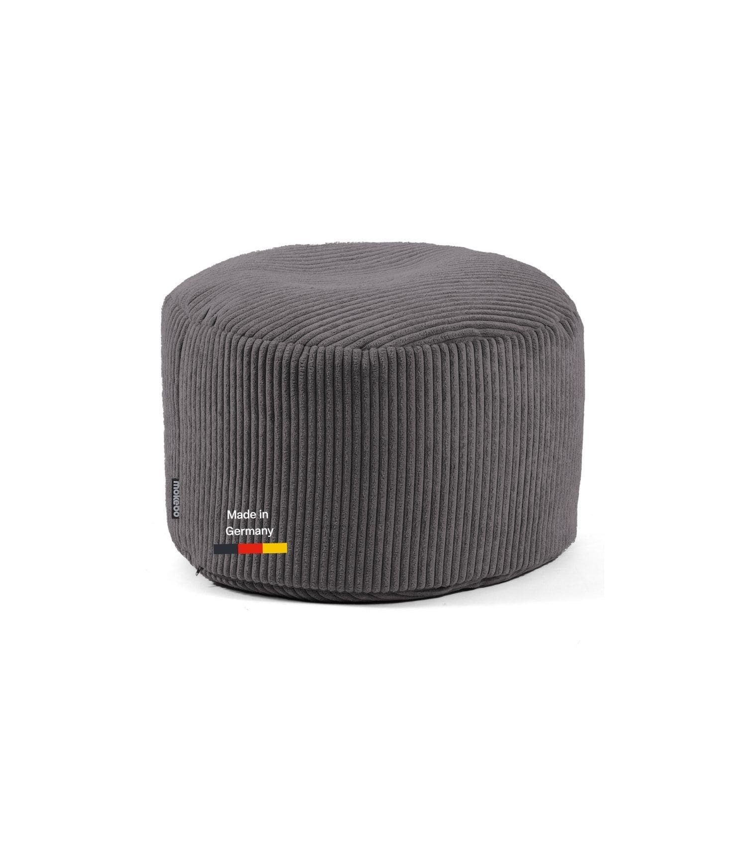 mokebo Pouf Mochi (rund und aus Cordstoff), Made in Germany, Sitzhocker, Bodenkissen, Fußhocker in Anthrazit – Bild 2 von 5
