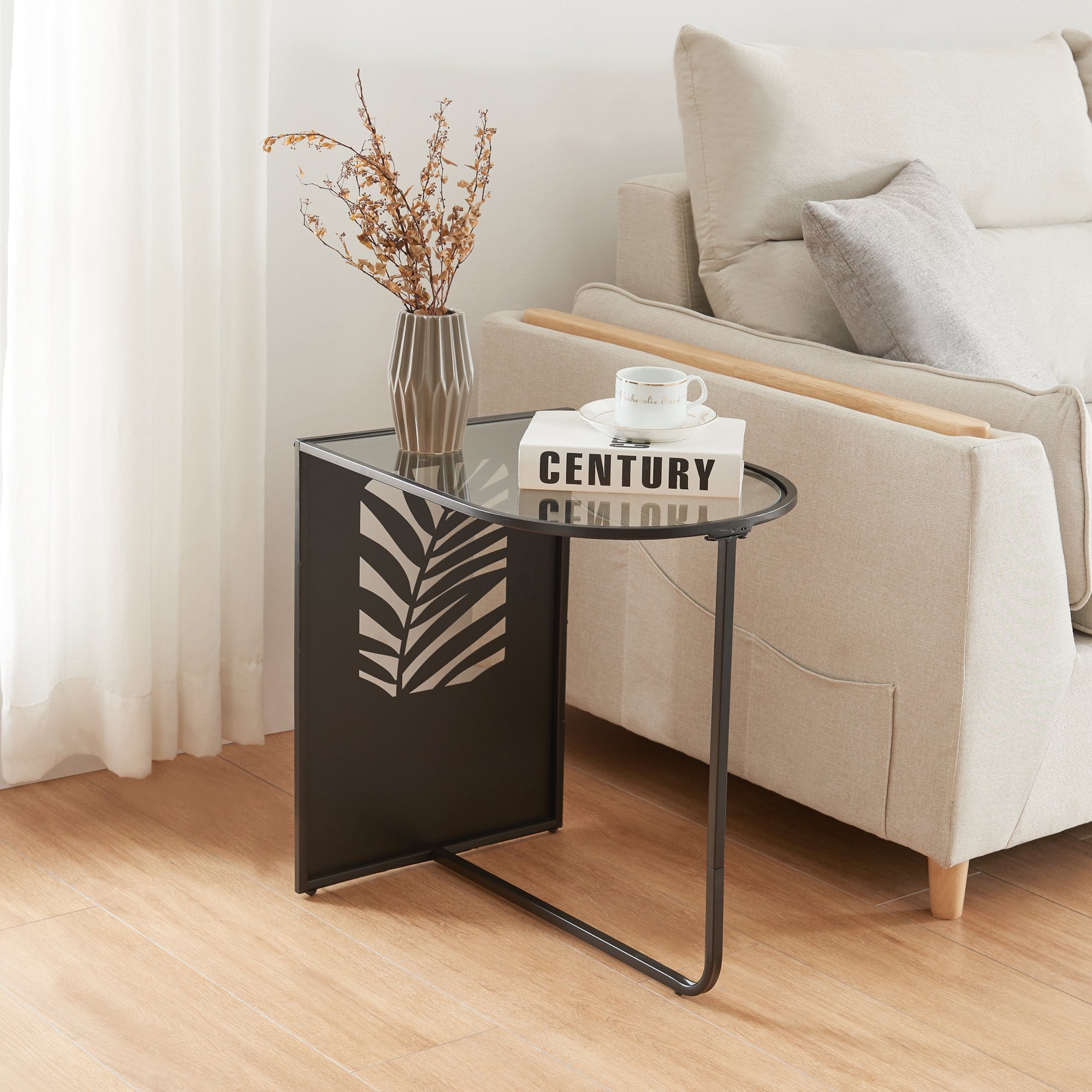 en.casa Beistelltisch, »Ulvik« mit dekorativer Rückwand günstig online kaufen