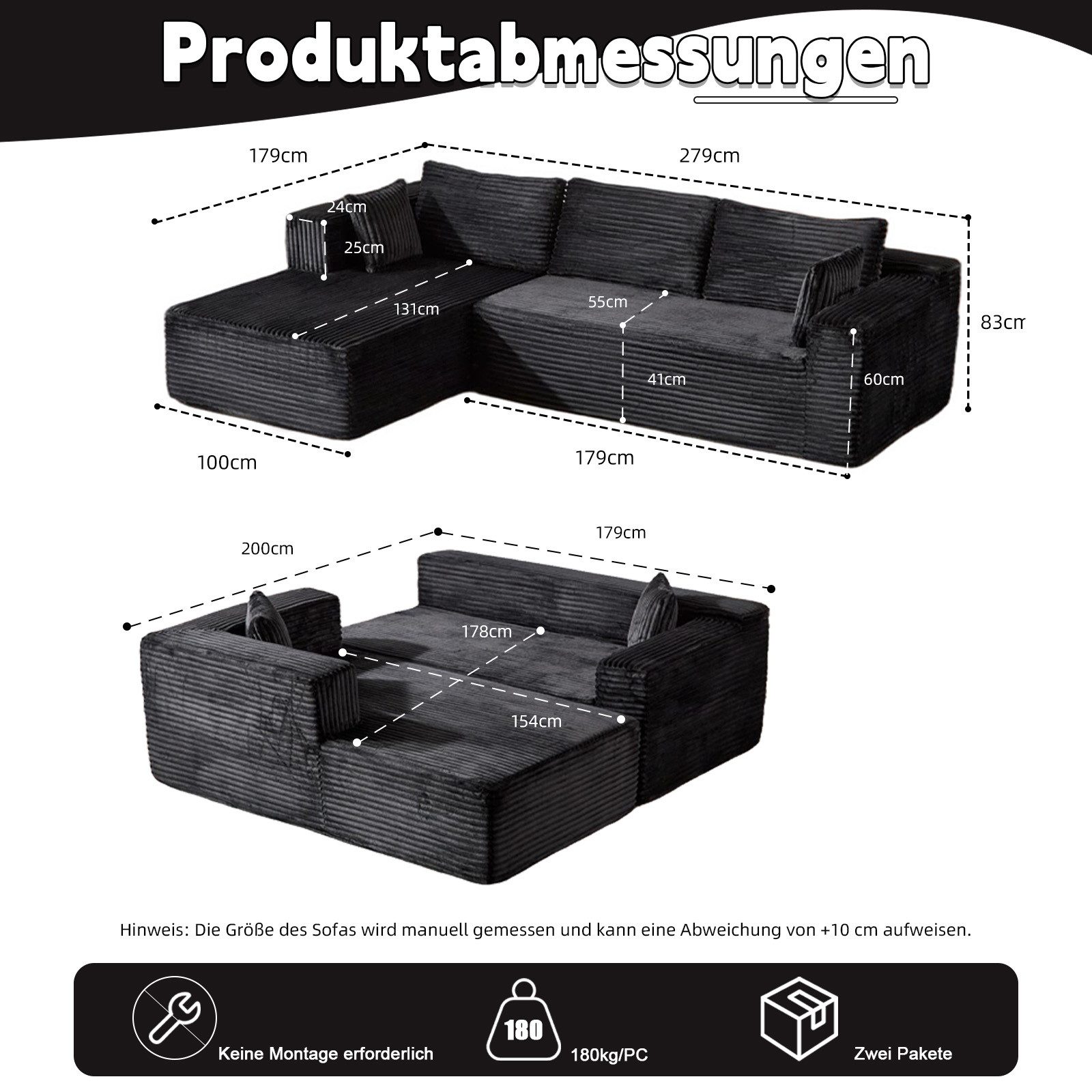 Nuchairsey Loungesofa Kompressionssofa L-Form, bodennah, modular & komfortabel, 1 Teile, Minimalistisches Sofa für Wohnzimmer & Schlafzimmer, atmungsaktiv