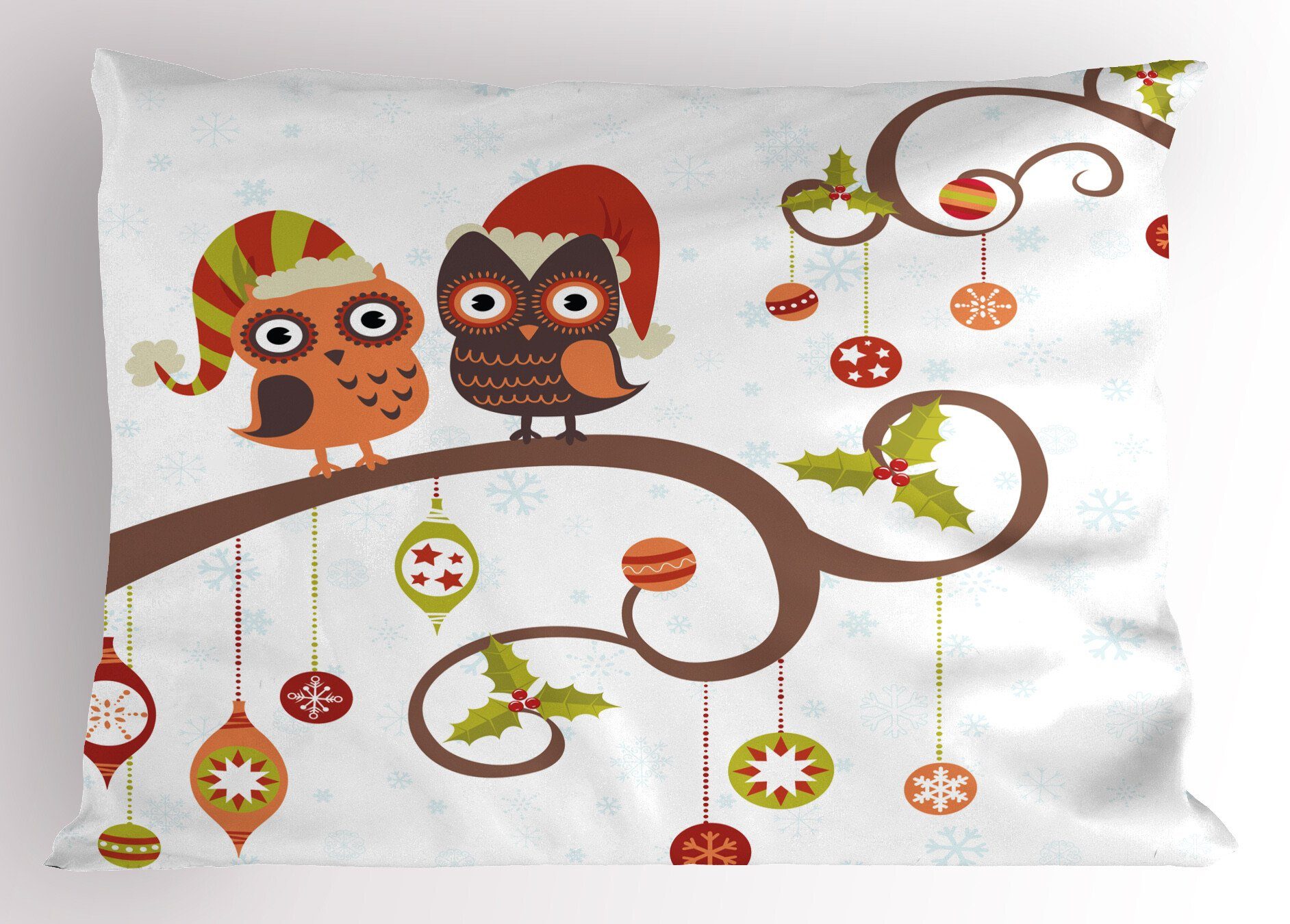 Size Dekorativer Folkloric King Abakuhaus Noel Weihnachten Kissenbezug, Standard (1 Stück), Eulen Kissenbezüge Gedruckter