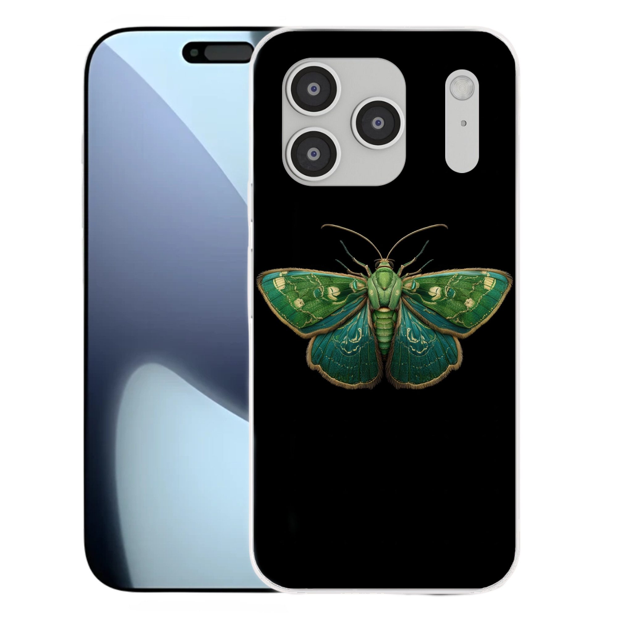 MuchoWow Handyhülle für Apple iPhone 17 Pro Motte - Lebendig - Grün, Smartphone-Bumper, Print, Handy Schutzhülle Dünn