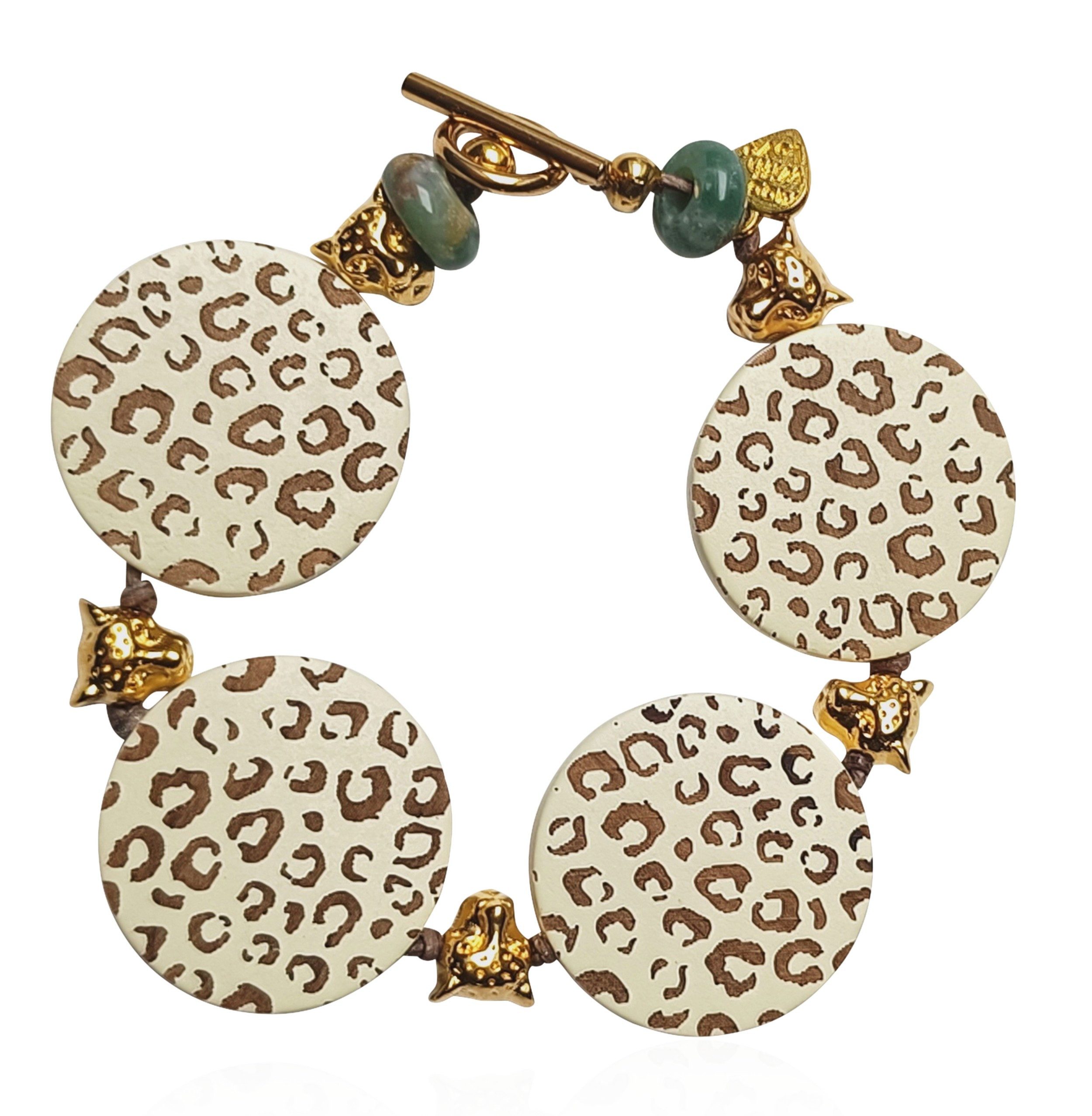 FRONHOFER Perlenarmband Set 19217, Damen Armband, Holzplatten mit Leopardenmuster