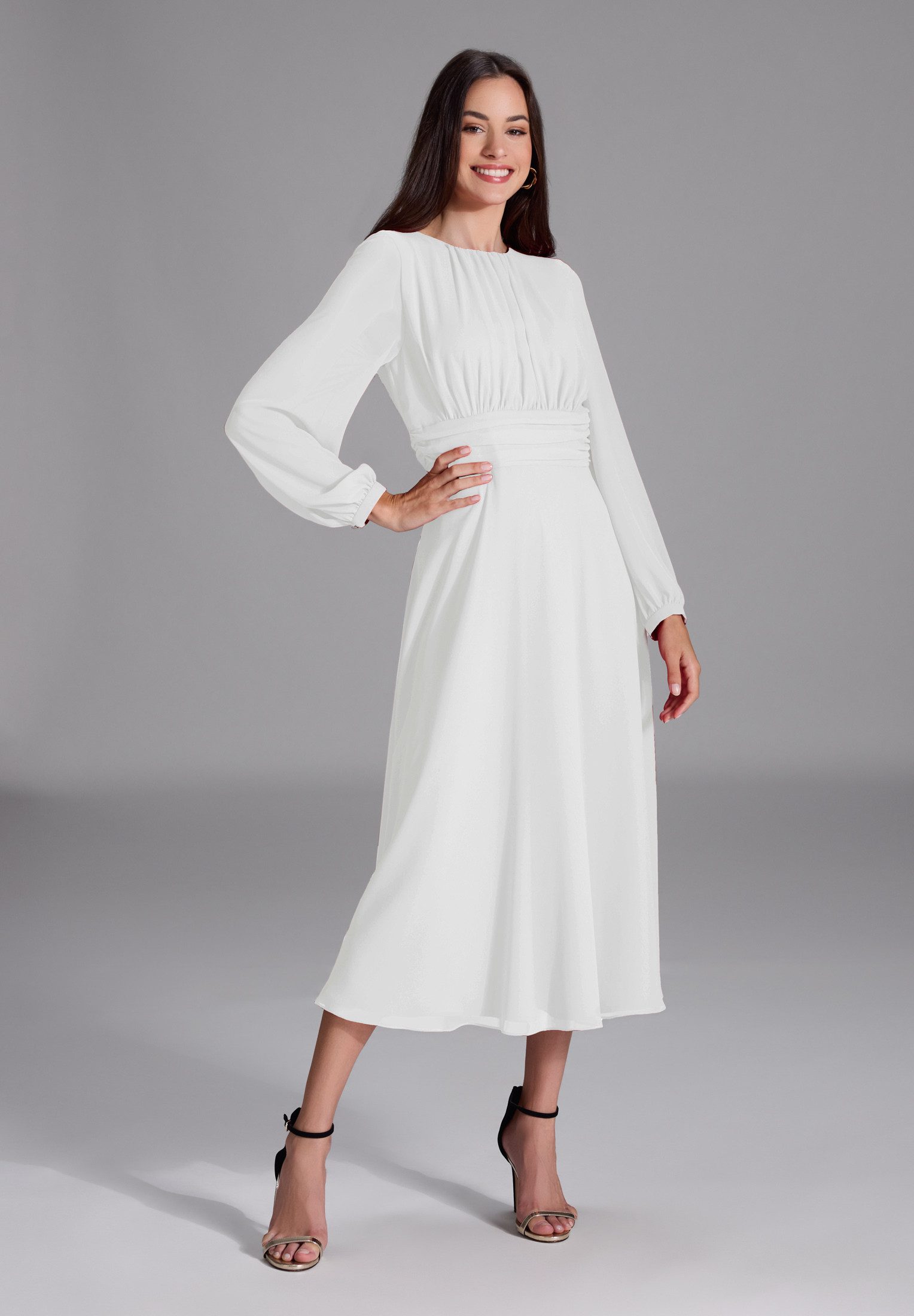 SWING Cocktailkleid Taillierter Schnitt mit ausgestelltem Rockteil