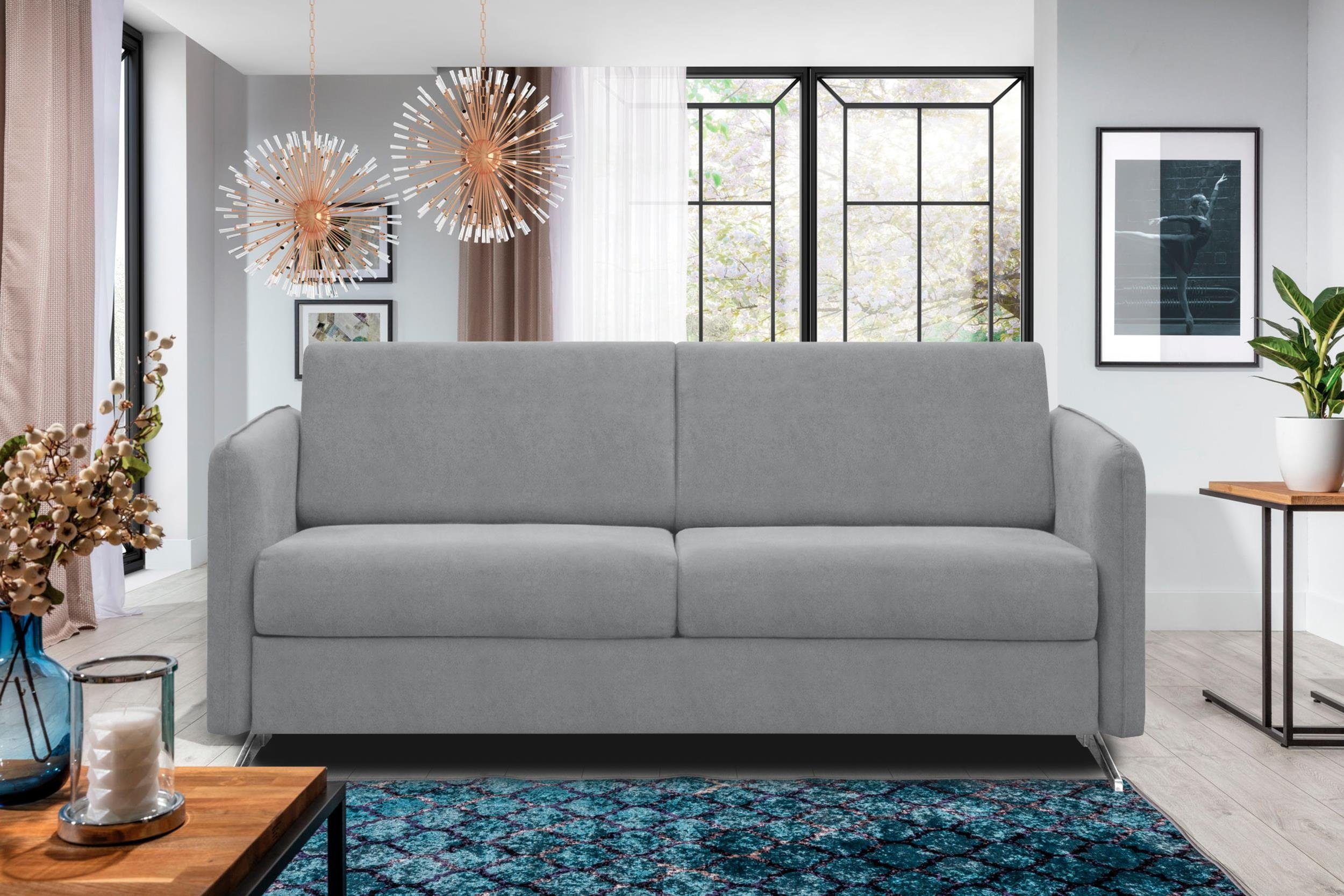 Stylefy 3-Sitzer Sherlock, Sofa, 2-Sitzer, mit Bettfunktion, frei im Raum stellbar, Modern Design, Metall
