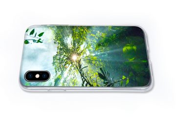 MuchoWow Handyhülle Die Sonne scheint durch die Wälder eines Regenwaldes in Malaysia, Handyhülle Apple iPhone Xs, Smartphone-Bumper, Print, Handy