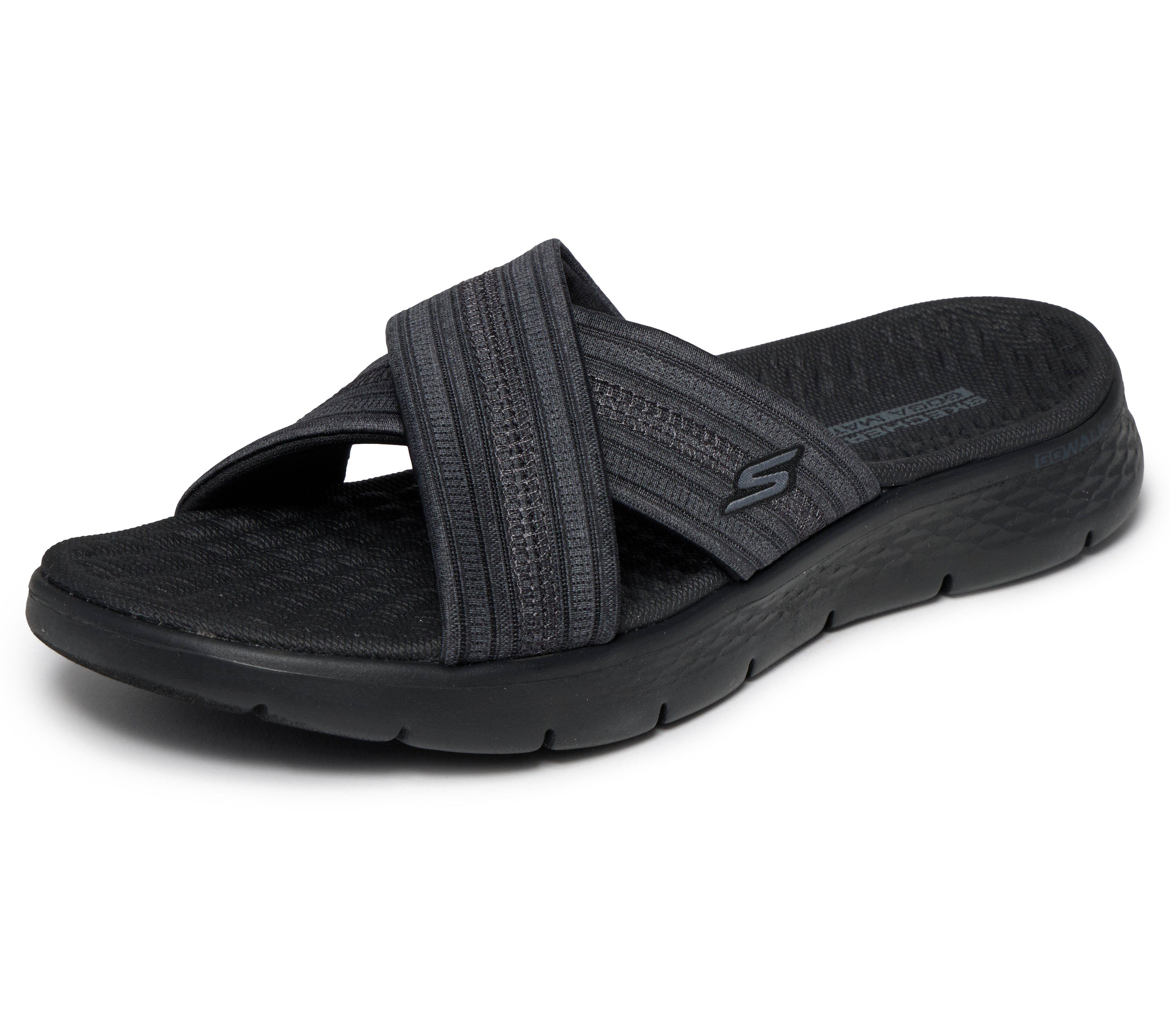 Skechers GO WALK FLEX SANDAL-BUTTERFLY BLISS Pantolette Keilabsatz, Sommerschuh, Schlappen mit Goga Mat Footbed