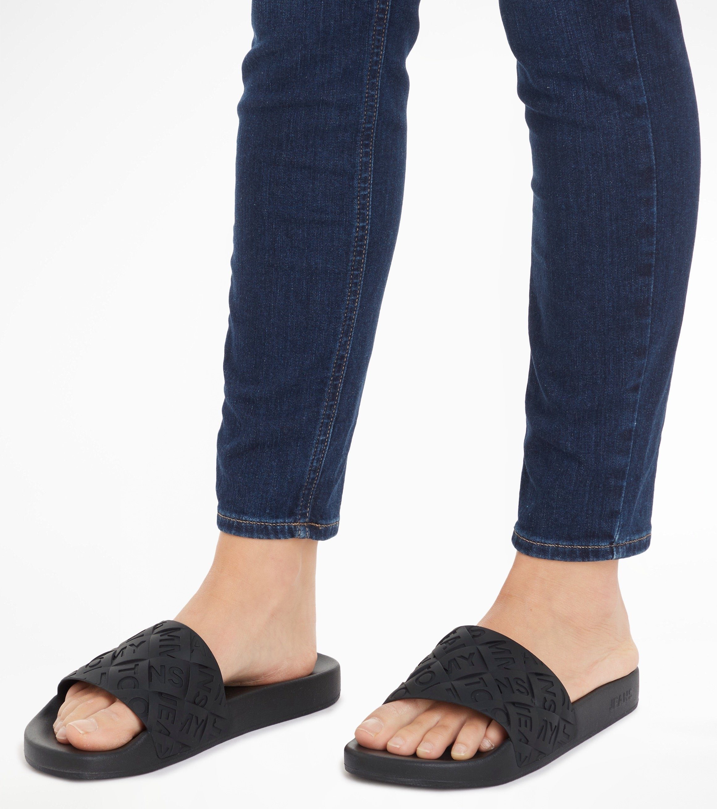 POOL Jeans und Strand Pantolette geeignet WOVEN Bad für SLIDE Tommy TJW