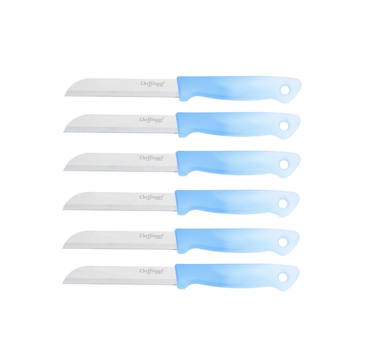 Cheffinger Universalküchenmesser 18 cm mit ergonomischem Griff - vielseitig & pflegeleicht, Hellblau, 18 cm, ergonomisch geformt, langlebig