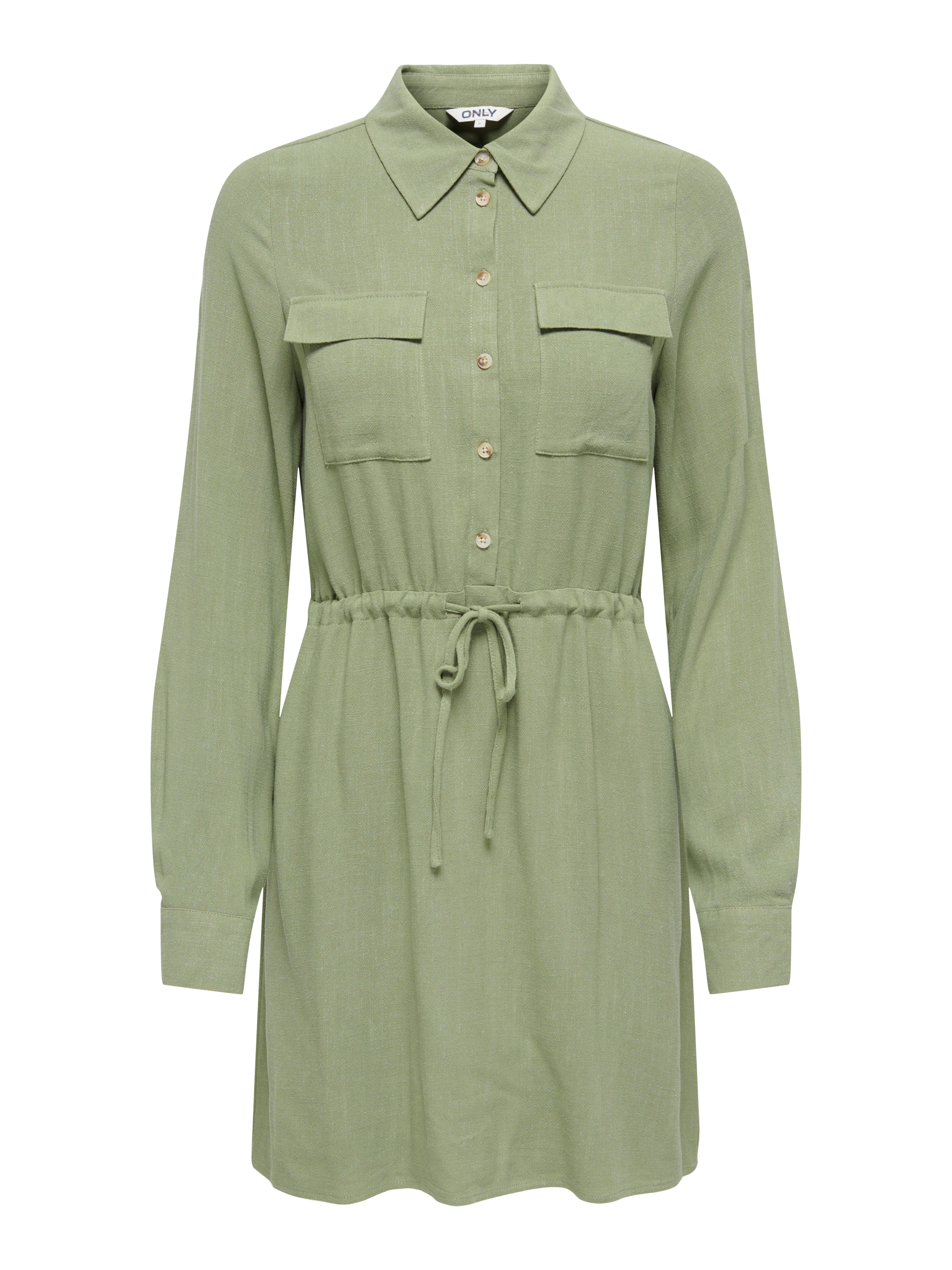 ONLY Blusenkleid ONLSIESTA L/S LINEN BL SHIRT DRESS PNT Viskosemischung, regular fit, mit Leinen