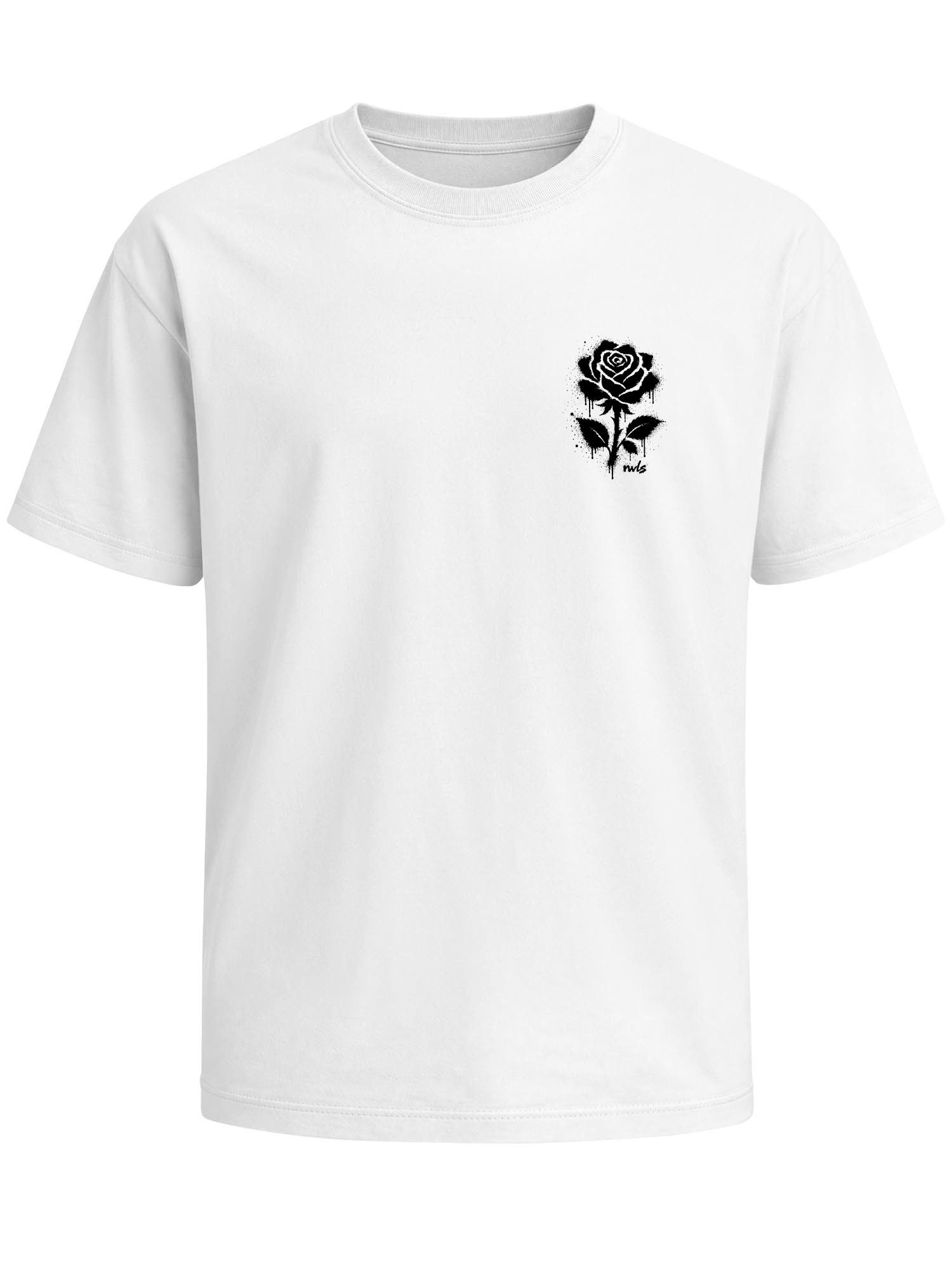 Neverless Oversize-Shirt Herren T-Shirt - Design Graffiti Rose - Oversized Relaxed Fit mit Print
