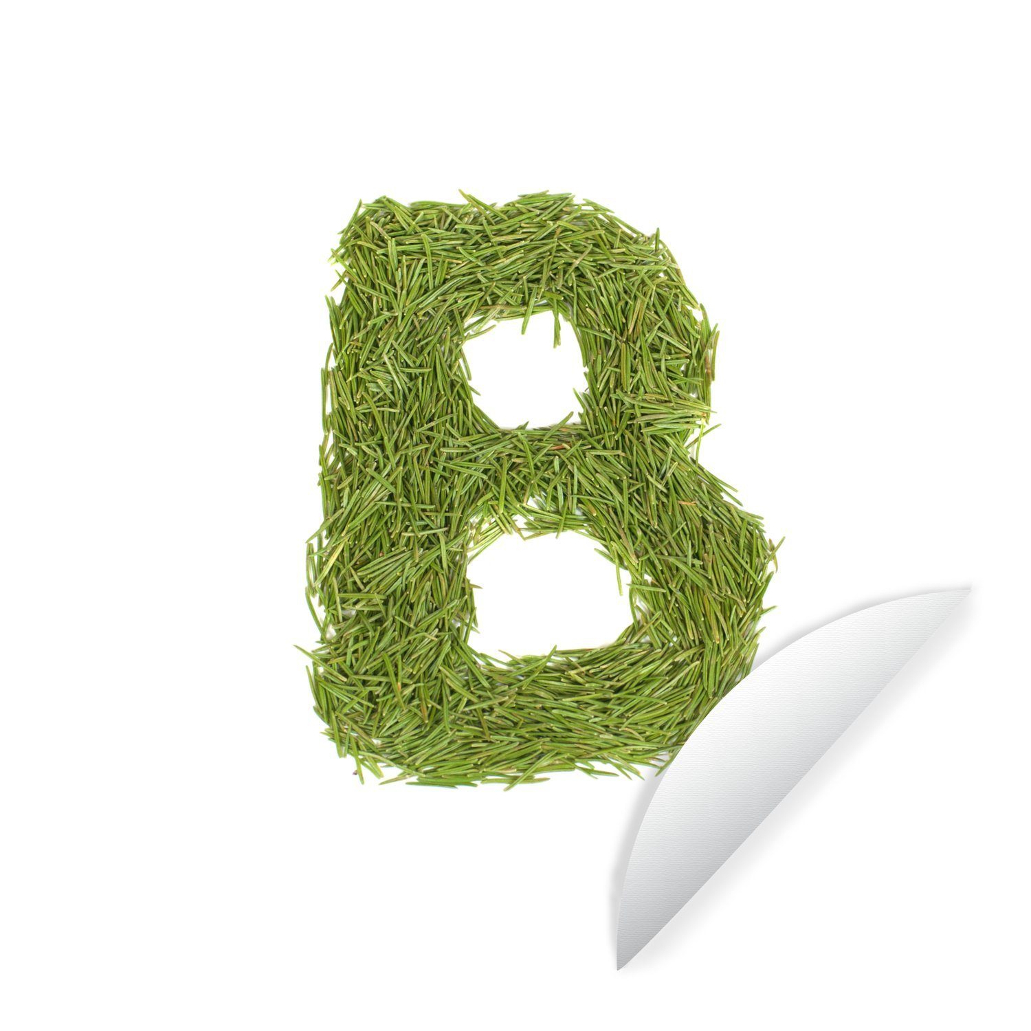 MuchoWow Wandsticker Grüne Bohnen, die den Buchstaben B bilden (1 St), Tapetenkreis für Kinderzimmer, Tapetenaufkleber, Rund, Wohnzimmer