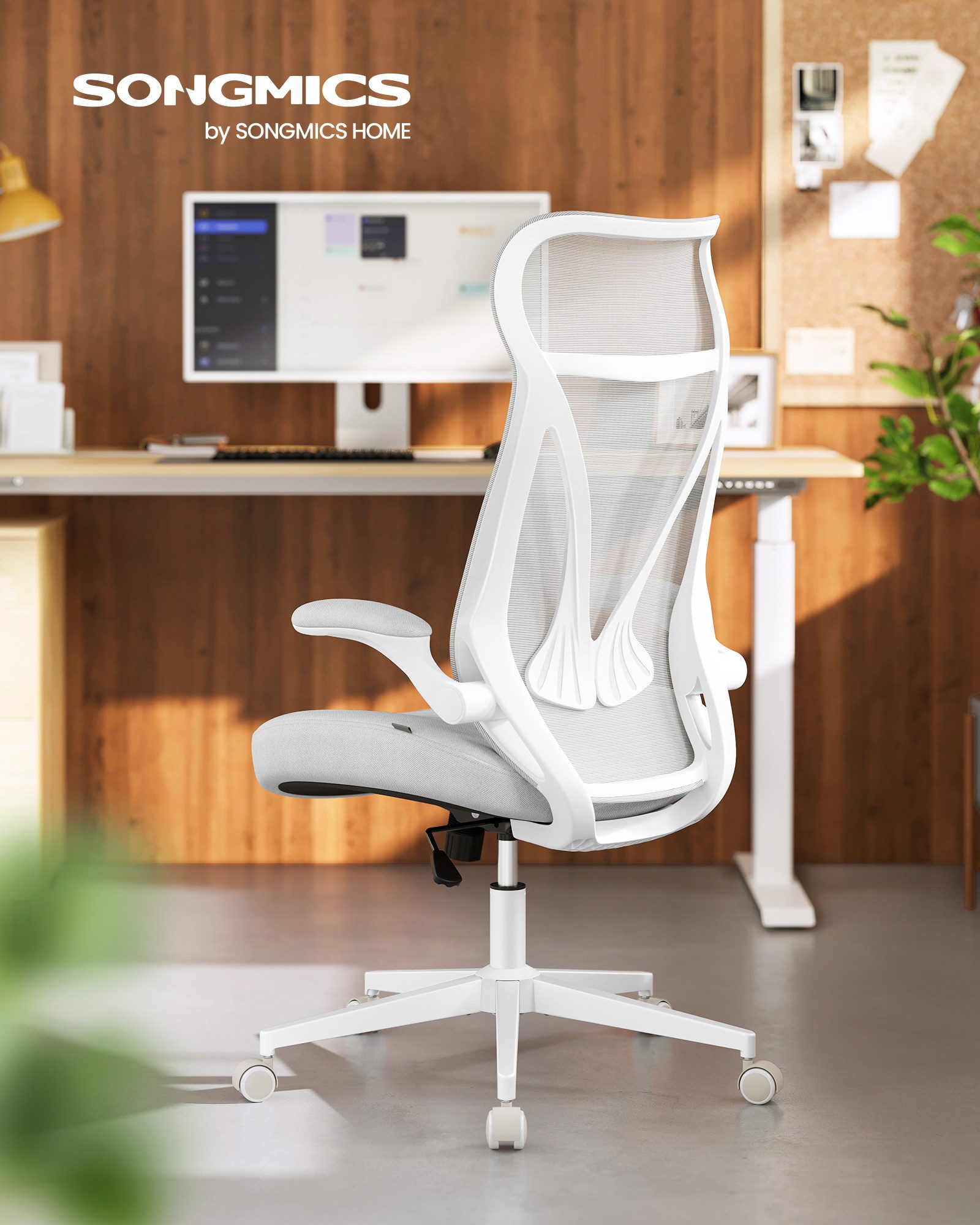 SONGMICS Bürostuhl, Schreibtischstuhl, ergonomische Rückenlehne, hochklappb günstig online kaufen