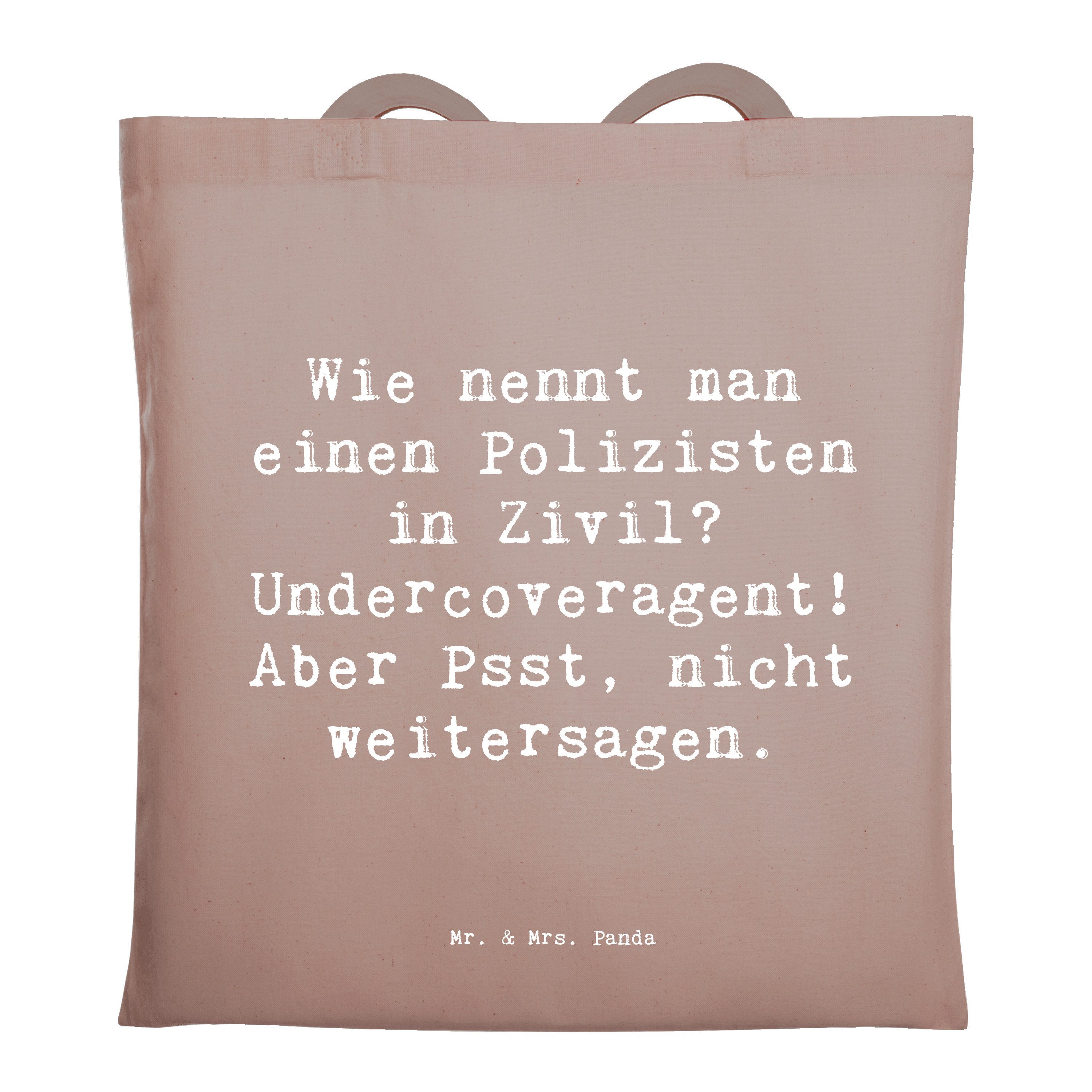 Tragetasche Spruch Geheimer Polizist - Braun Pastell - Geschenk, lustig, Schulter
