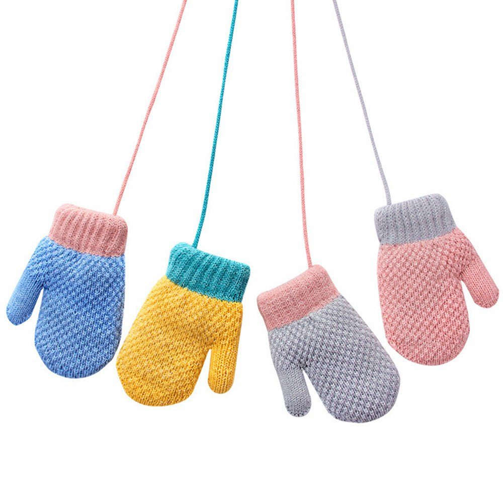 XDeer blue Schlüsselband Mädchen Winterhandschuhe für Junge Jahre Handschuhe, Fäustlinge Kinder Baby Warm mit 1-3 Fäustlinge Strickhandschuhe